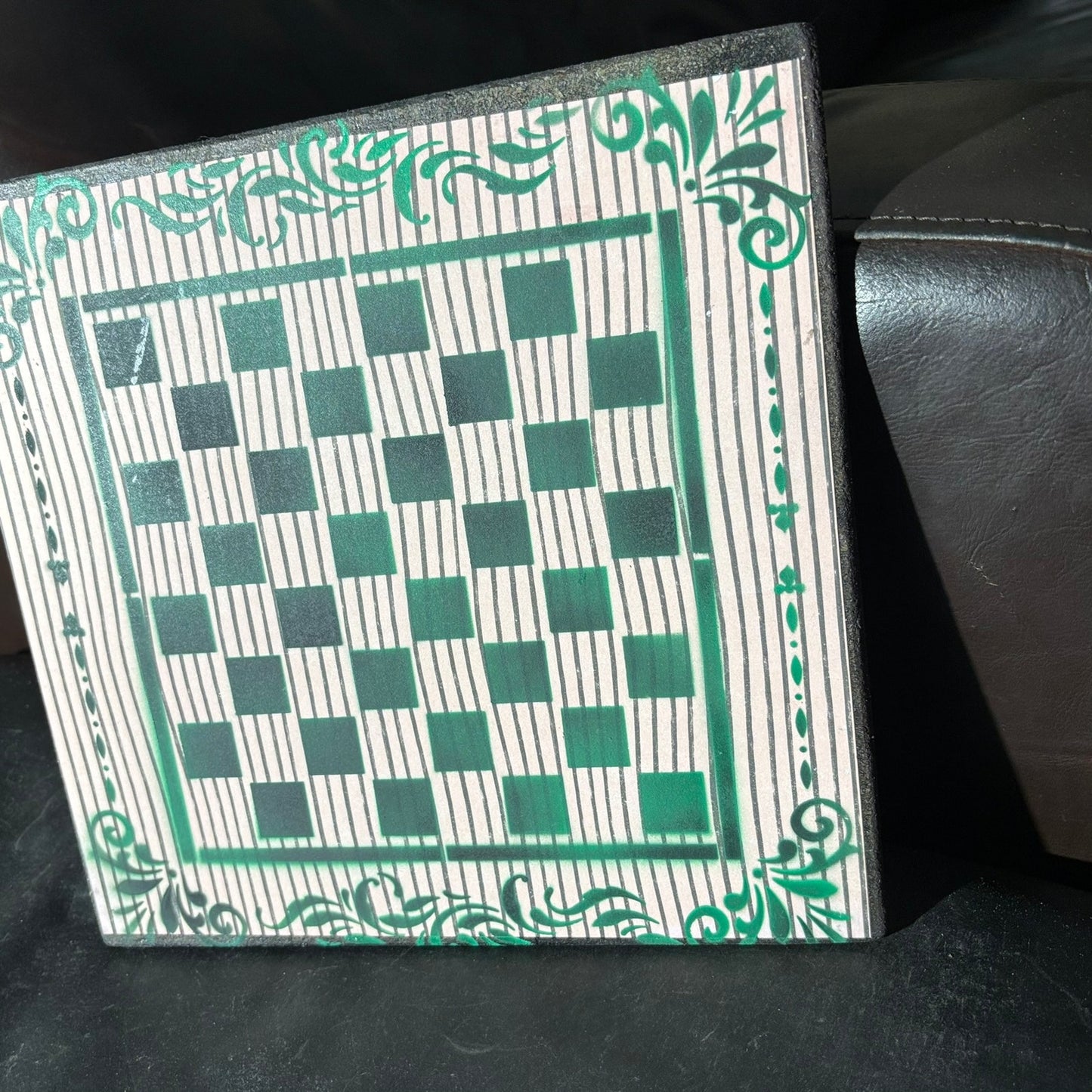 Lined Green - Scrapbook Chess Board