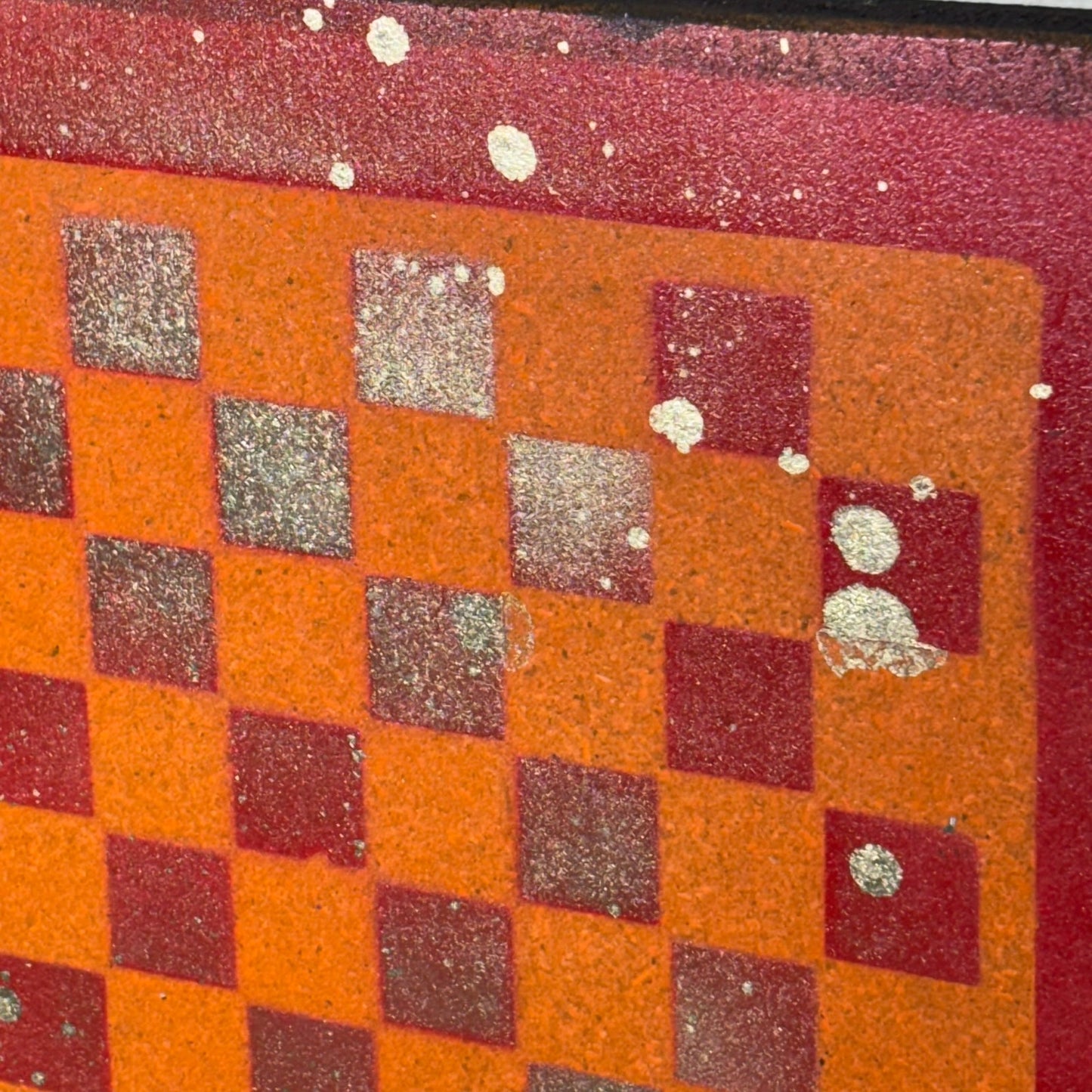 Red Orange Fire - Painted Chess Board