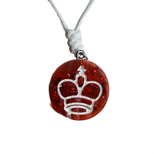 Crystal Red King - Handmade Resin Chess Necklace