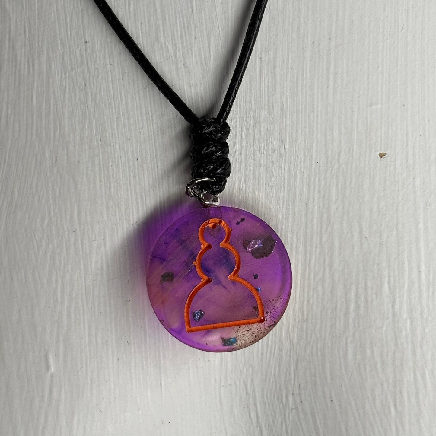 Purple Fusion Pawn - Handmade Resin Chess Necklace