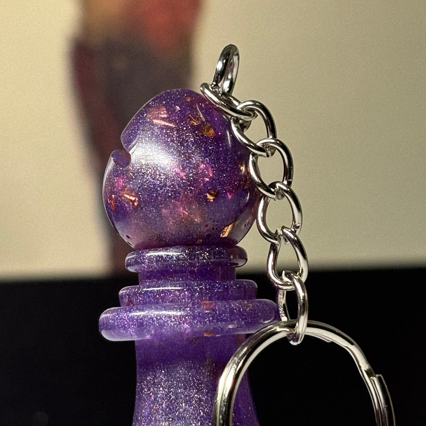Crystal Bottom Purple Bishop - Handmade Resin Keychain - Large Edition