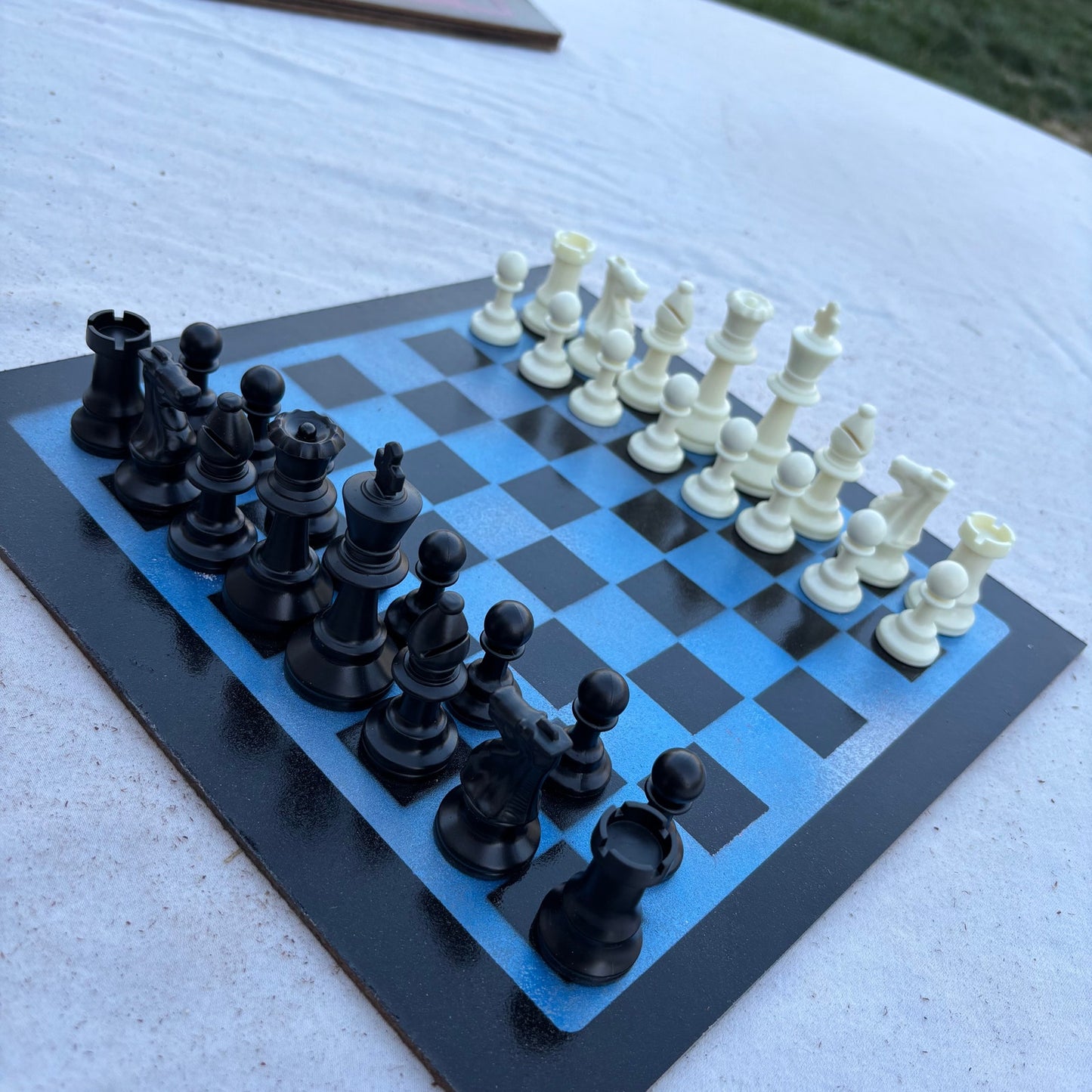 Simple Blue - Painted Chess Set