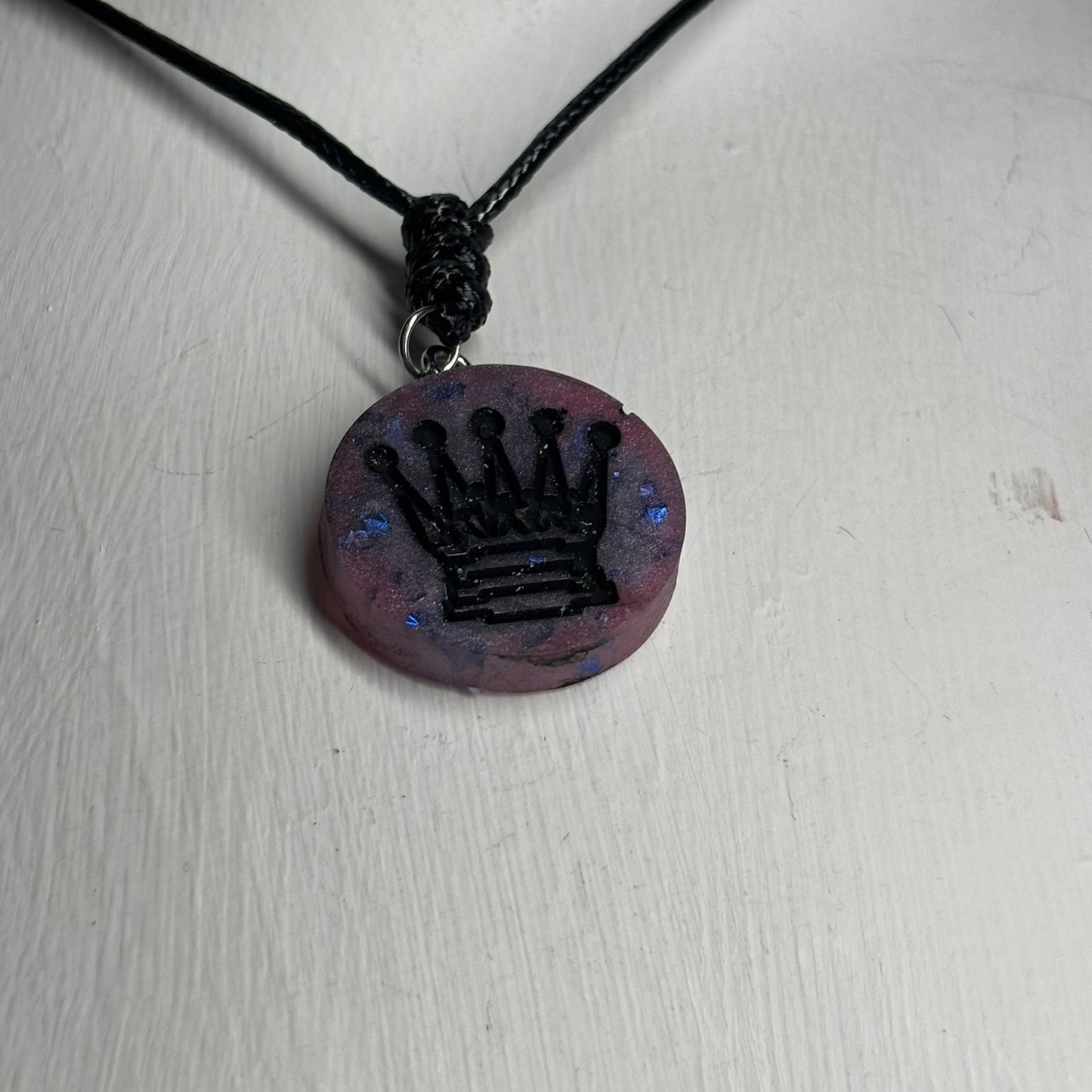 Dark Purple Queen - Handmade Resin Chess Necklace