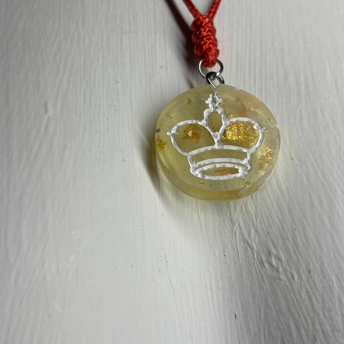 Crystal Yellow King - Handmade Resin Chess Necklace