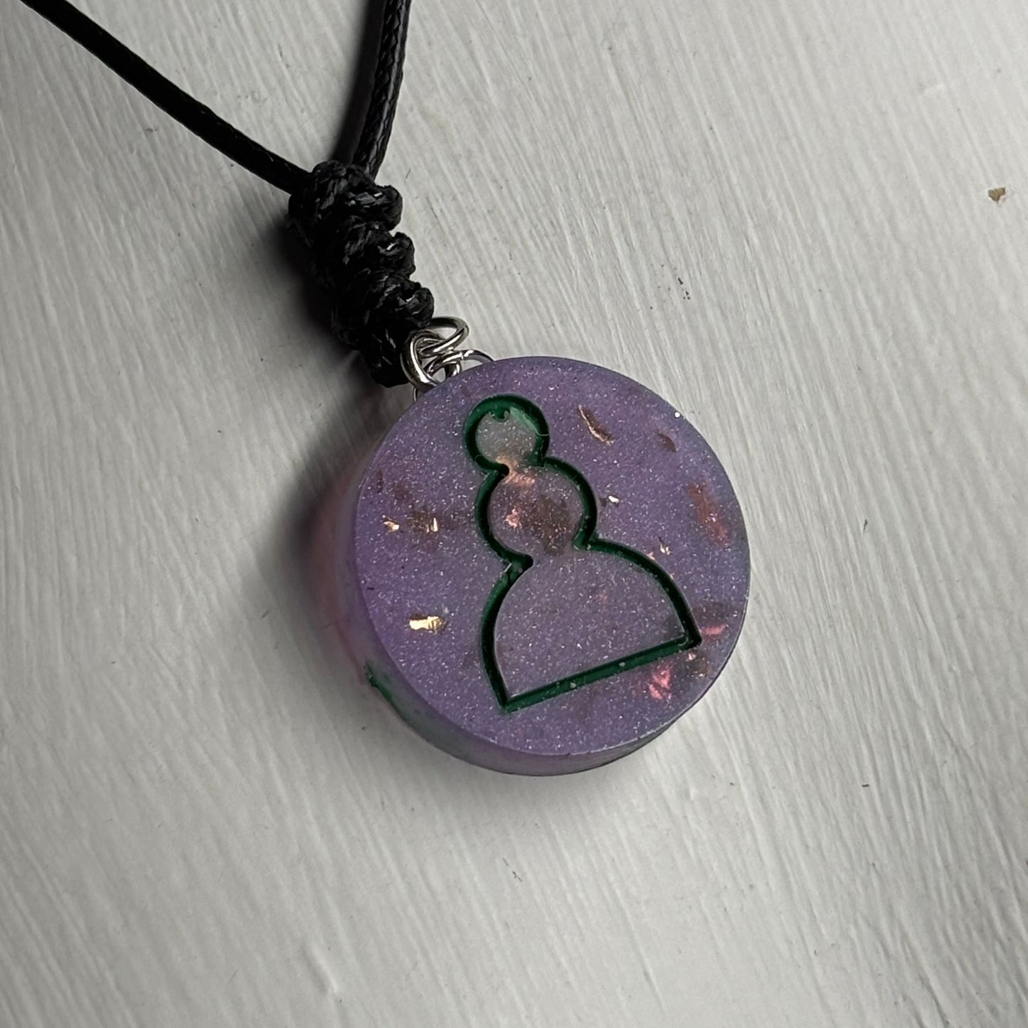 Purple Crystal Pawn - Handmade Resin Chess Necklace