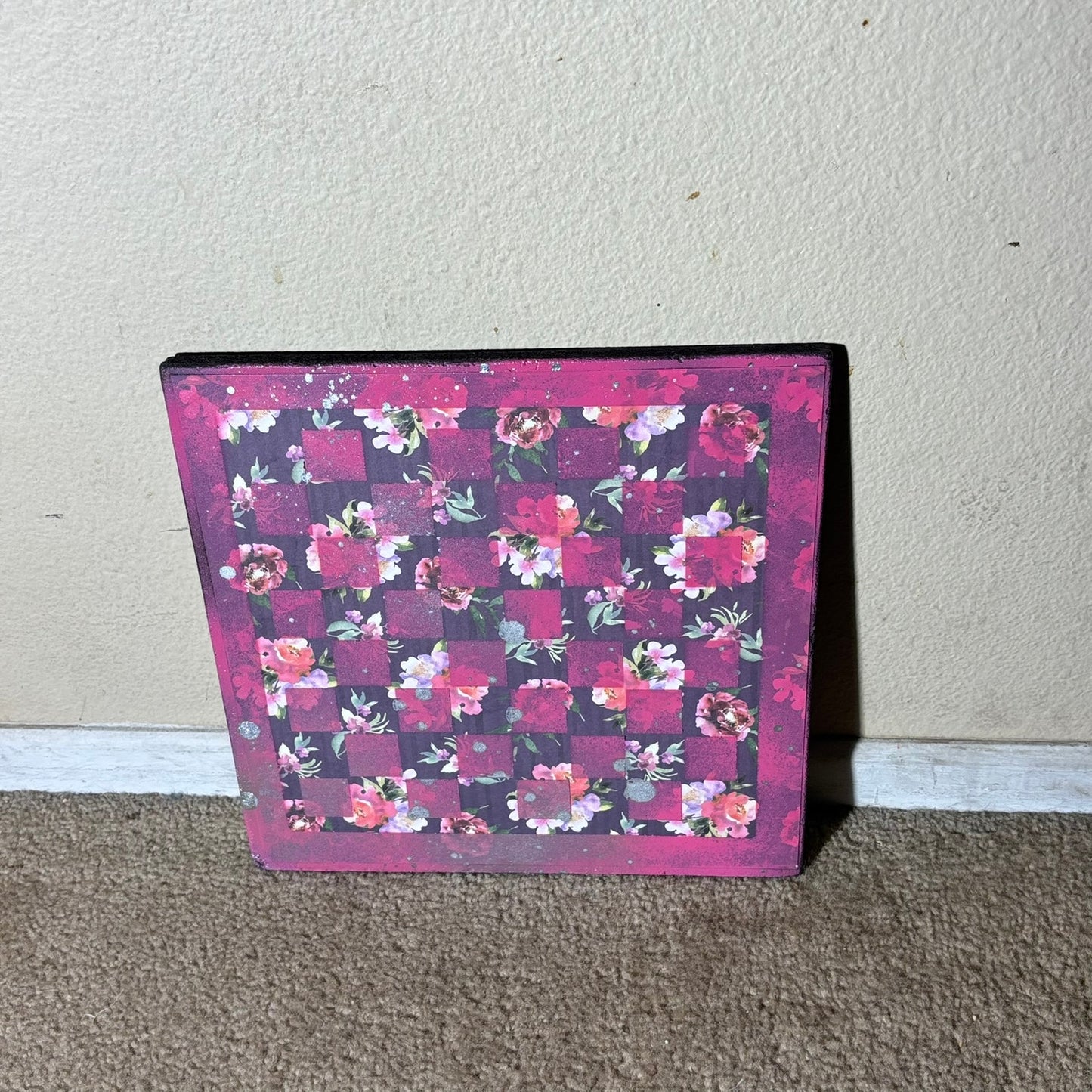 Vintage Purple Flower - Scrapbook Chess Board