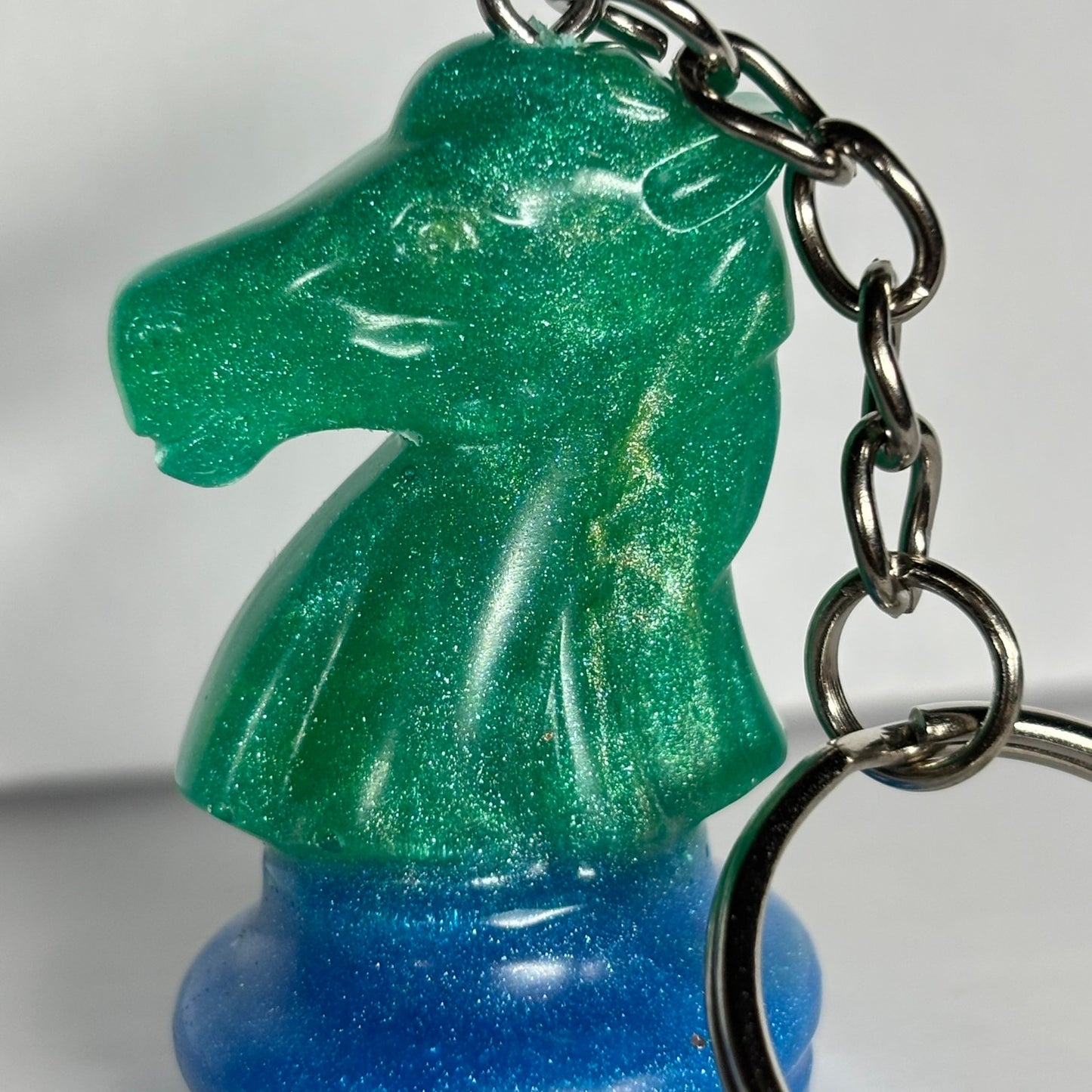 Blue Bottoms Knight Handmade Resin Keychain - One of a Kind Design