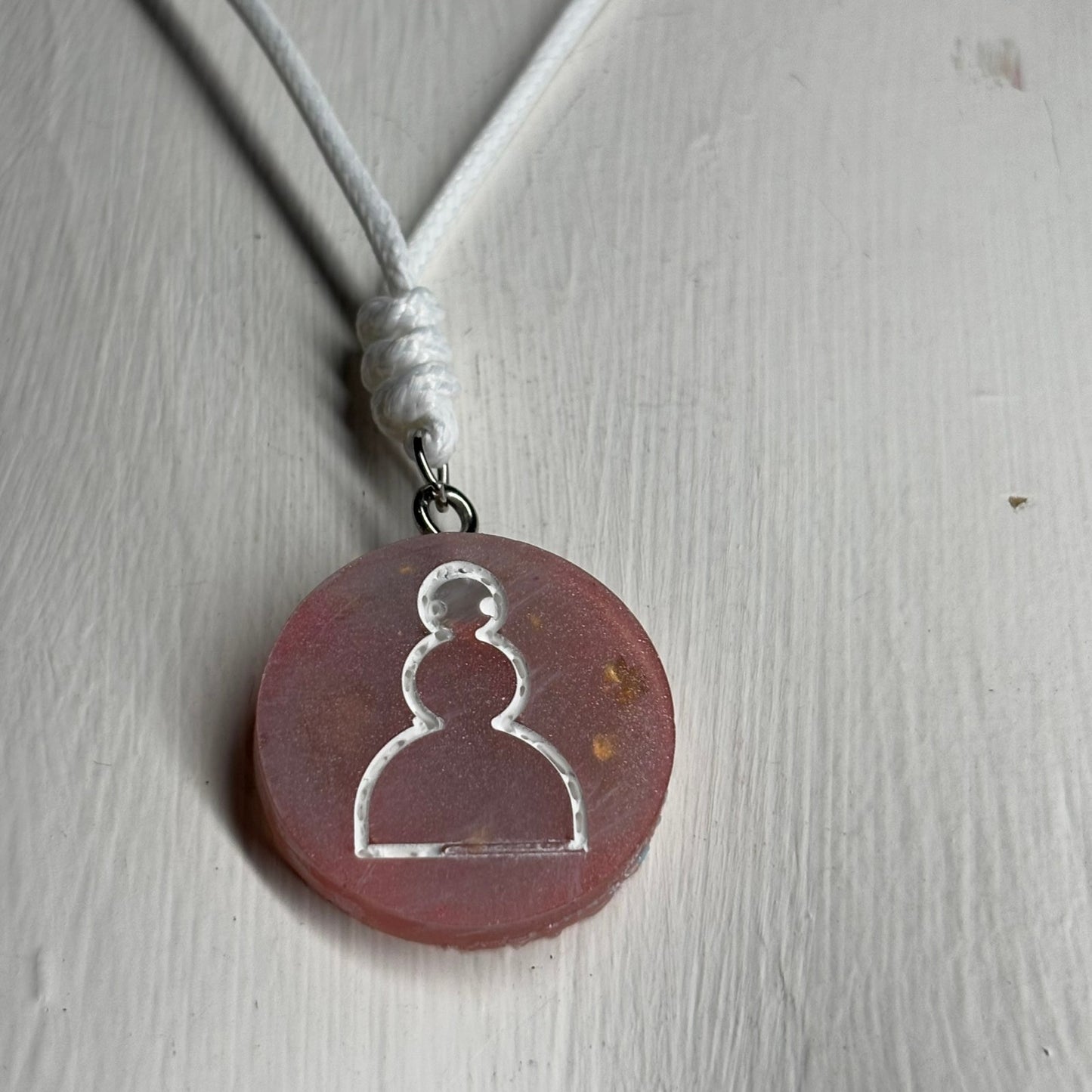 Smooth Pink Pawn - Handmade Resin Chess Necklace