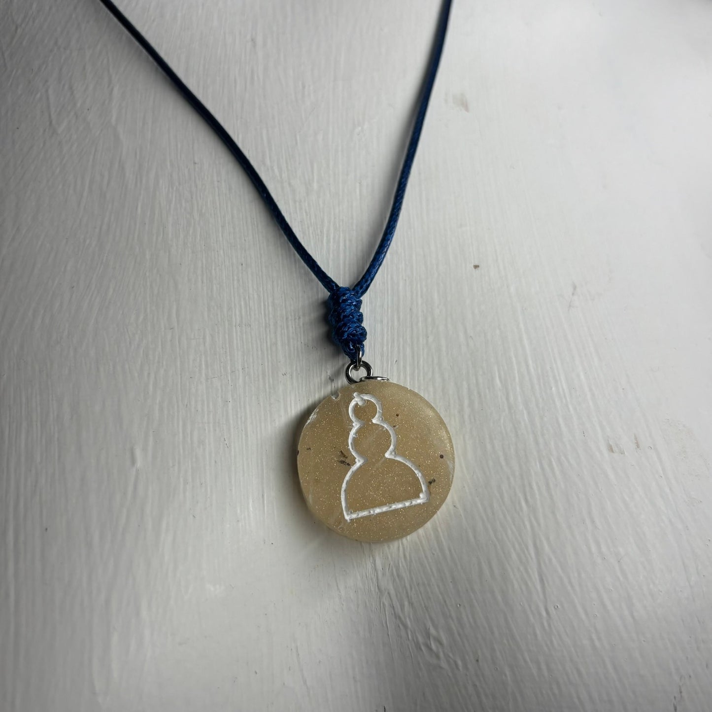 Cream Pawn - Handmade Resin Chess Necklace