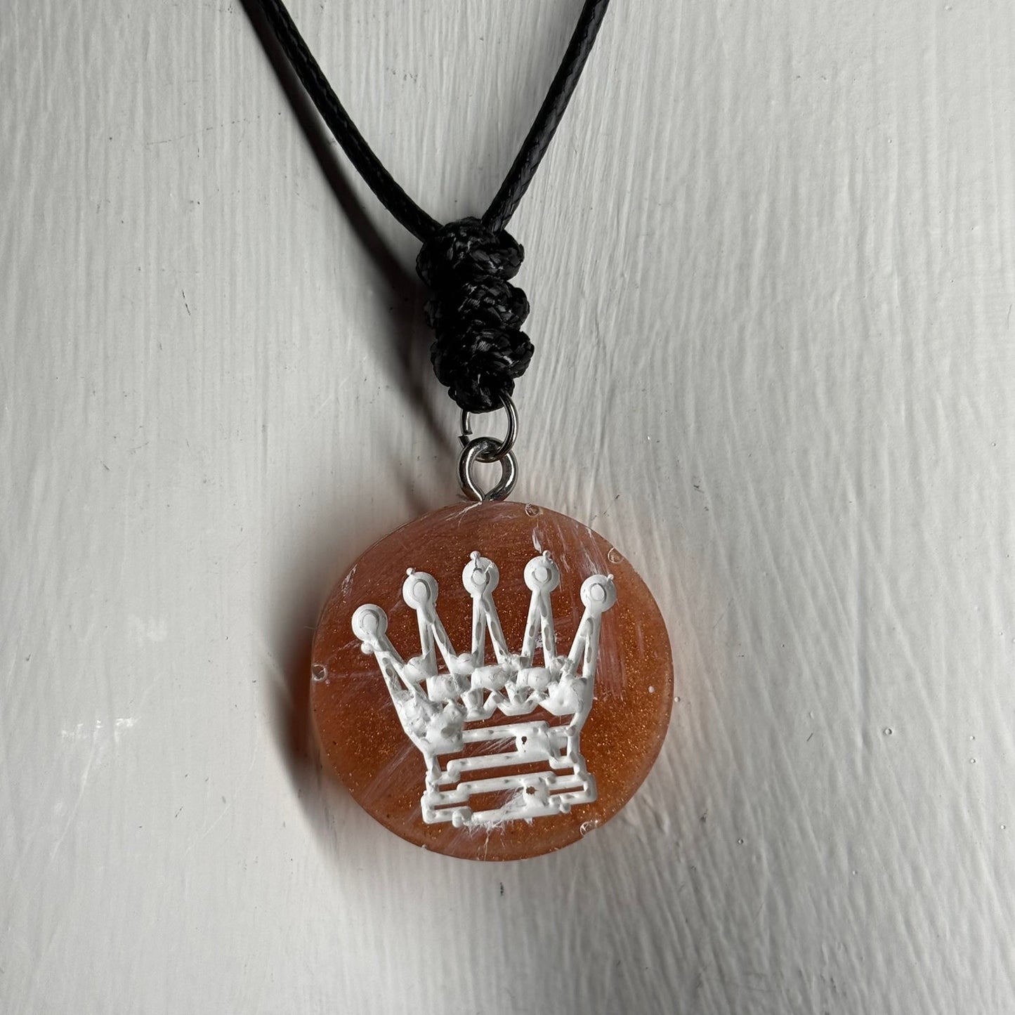 Orange Queen - Handmade Resin Chess Necklace