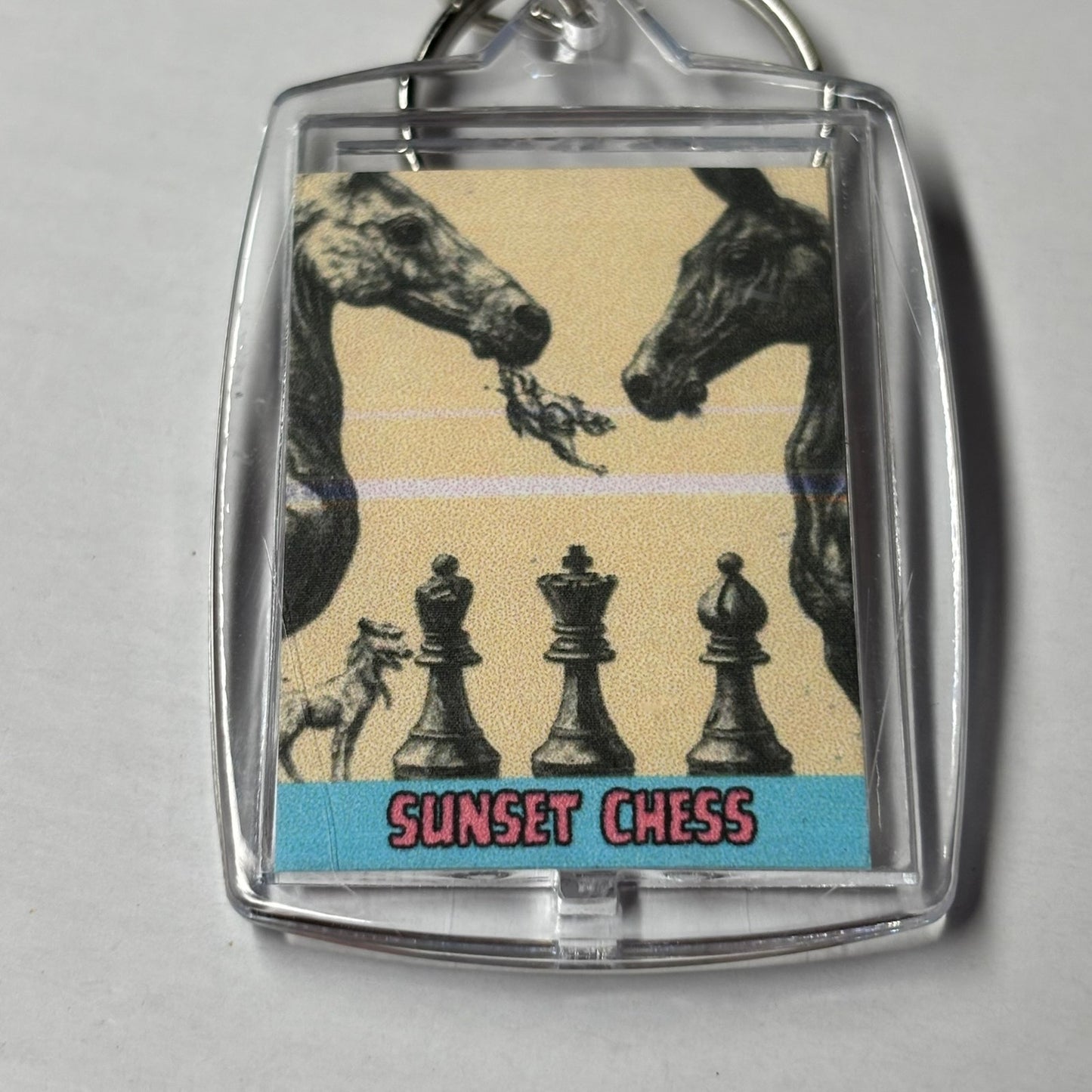 Strong Horses - Sunset Chess Photo Keychain