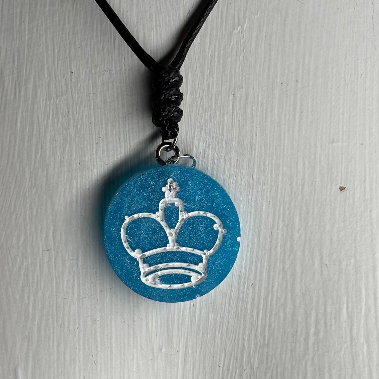 Blue King - Handmade Resin Chess Necklace