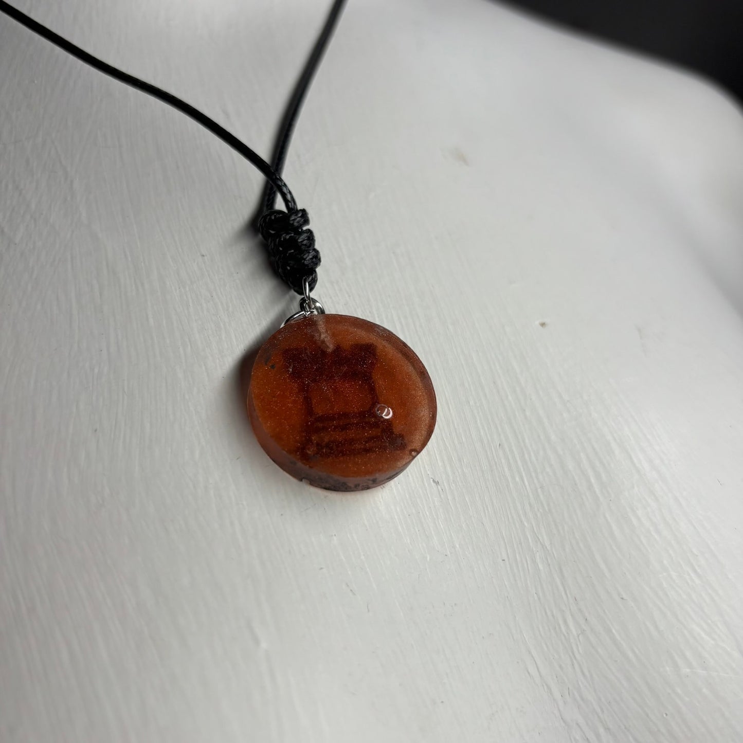 Orange Rook - Handmade Resin Chess Necklace
