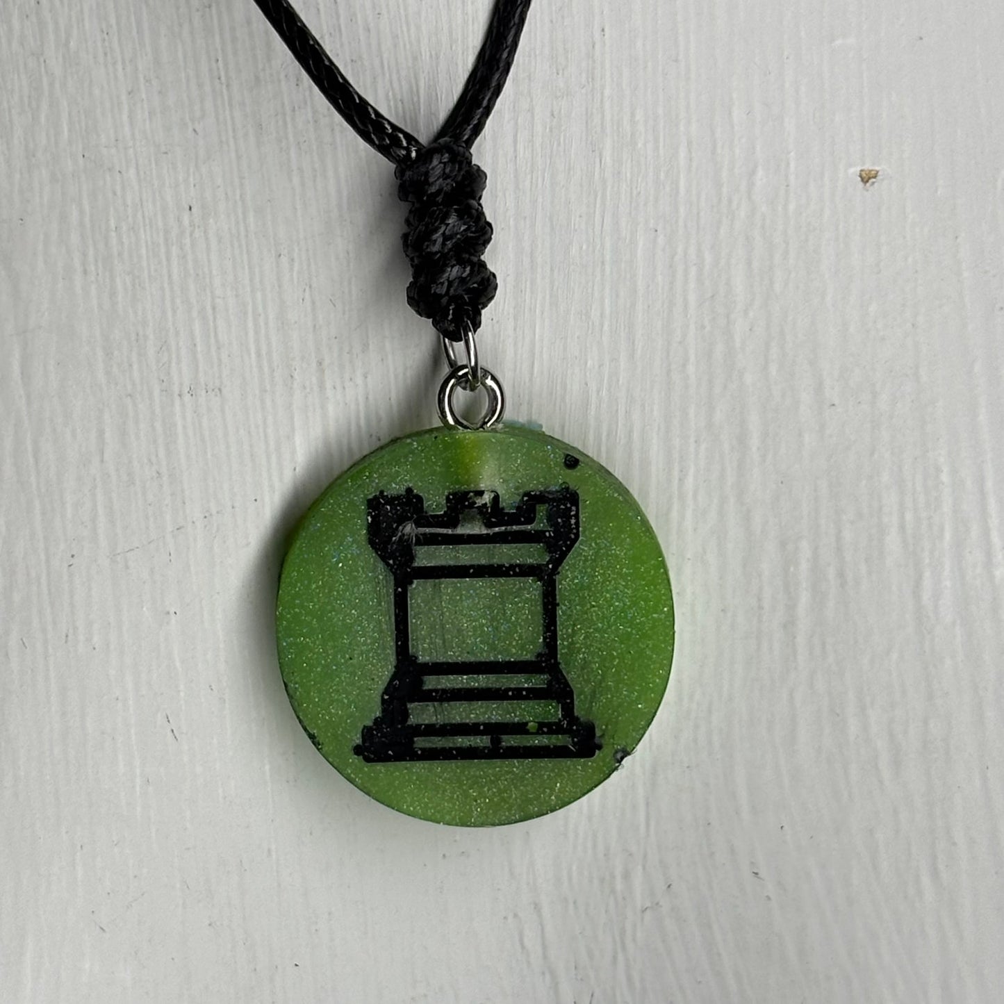 Green Rook - Handmade Resin Chess Necklace