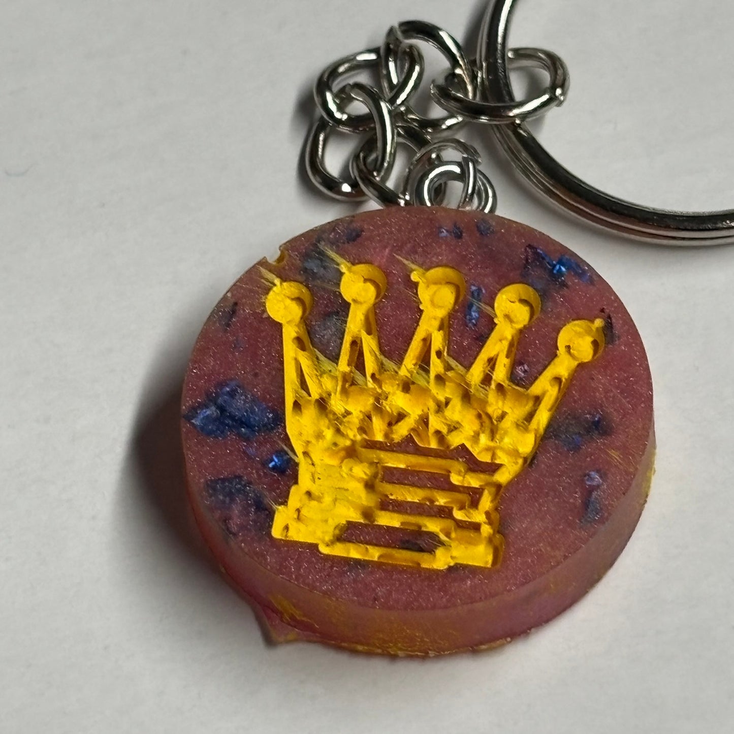 Pink Yellow Queen - Handmade Resin Keychain