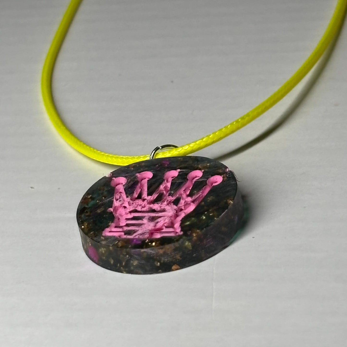 Pink Print Queen - Handmade Resin Chess Necklace