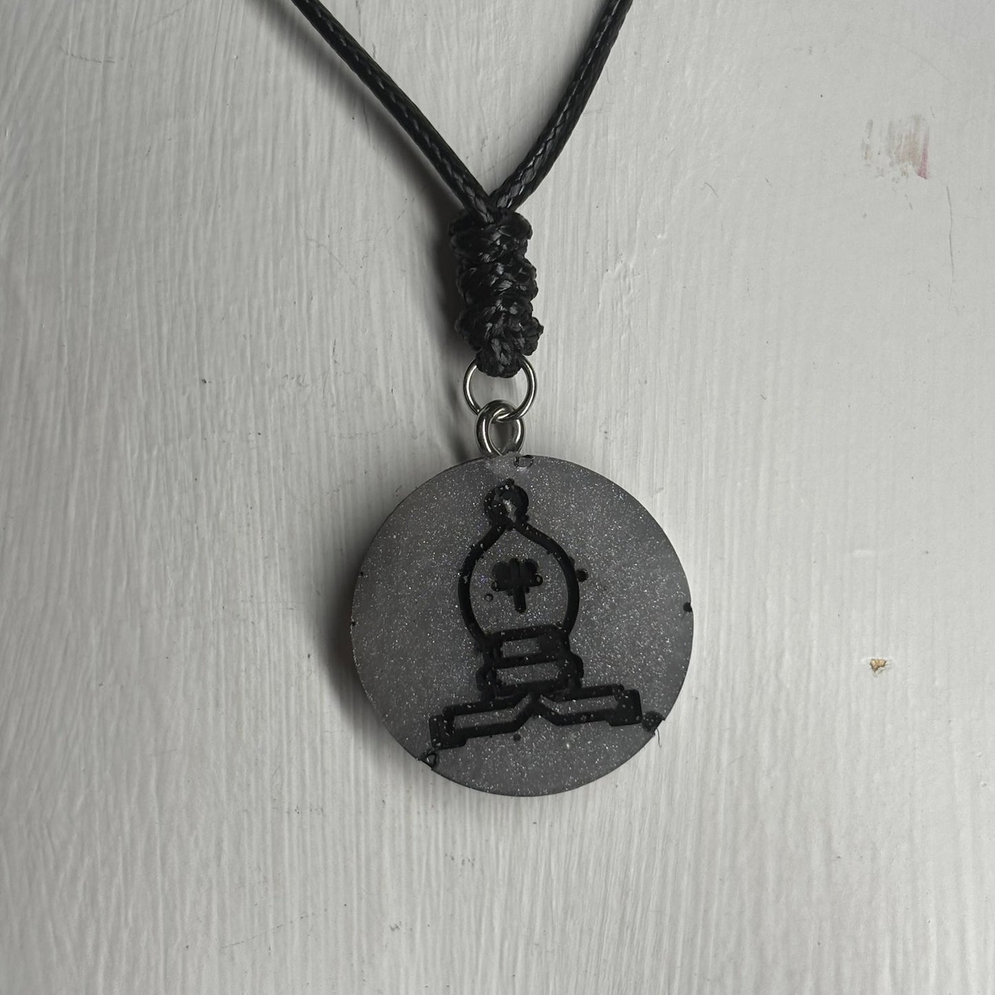 Silver Bishop - Handmade Resin Chess Necklace