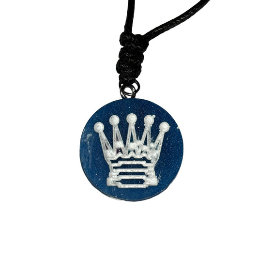 Blue Purple Queen - Handmade Resin Chess Necklace