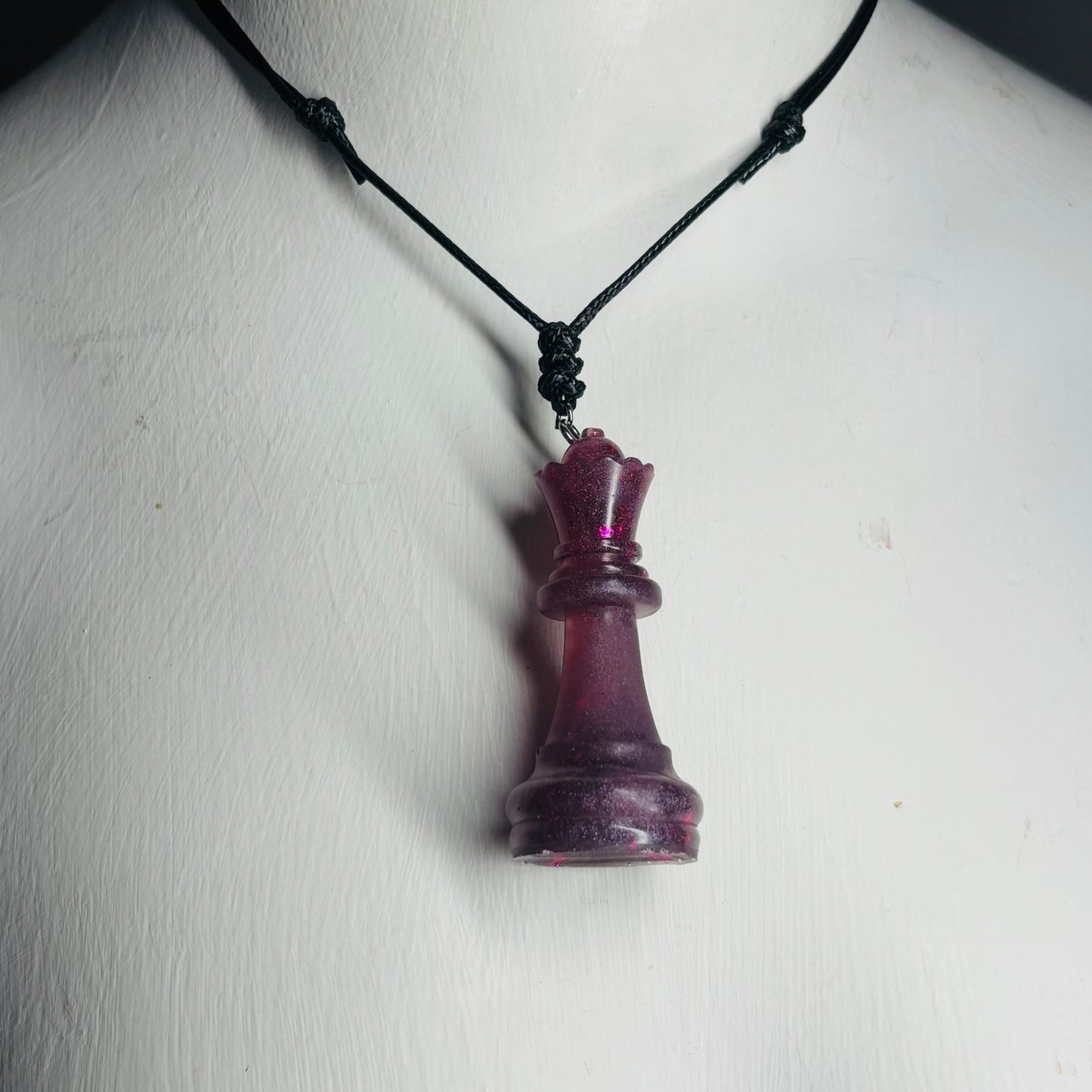 Dark Purple Queen - Handmade Resin Chess Necklace
