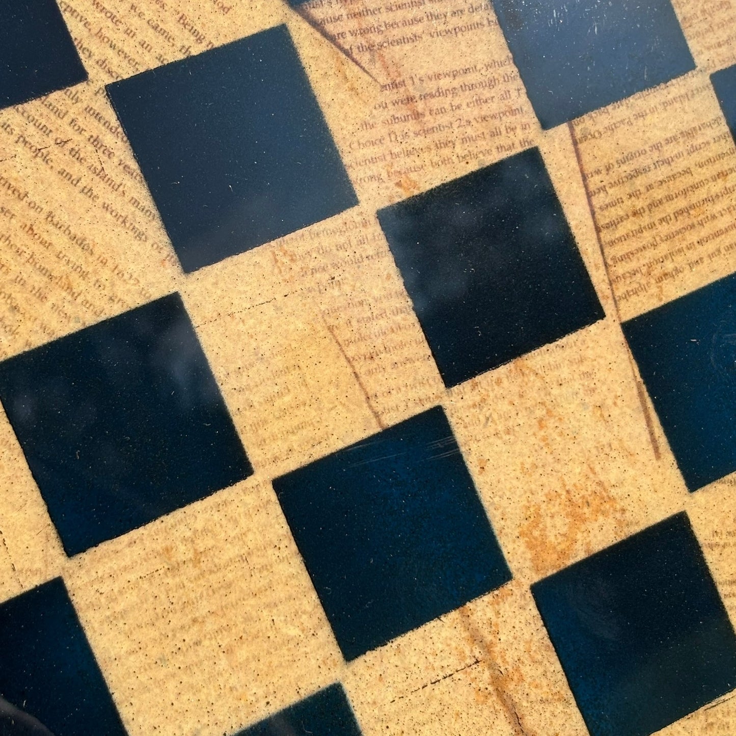 Mist Blue Vintage Text - Resin Coated Chess Board