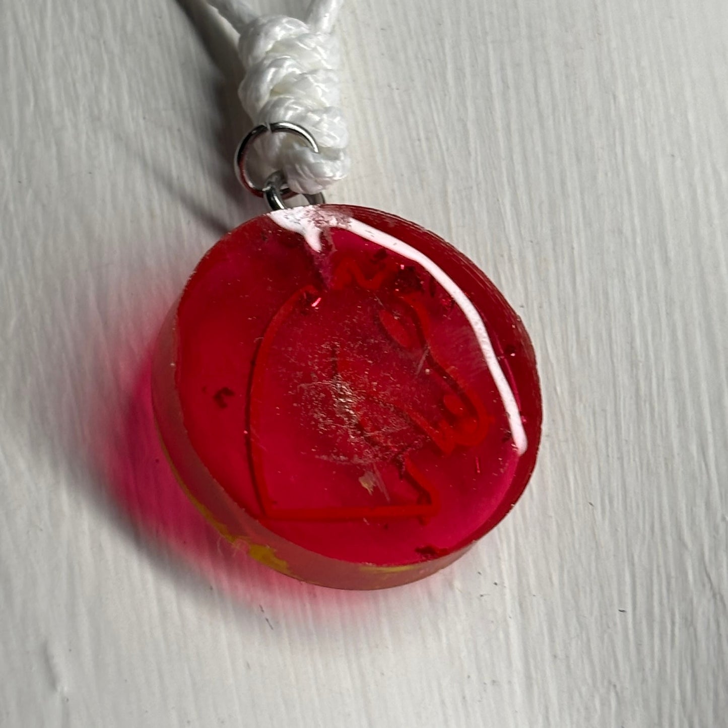 Cherry Translucent Red Knight - Handmade Resin Chess Necklace