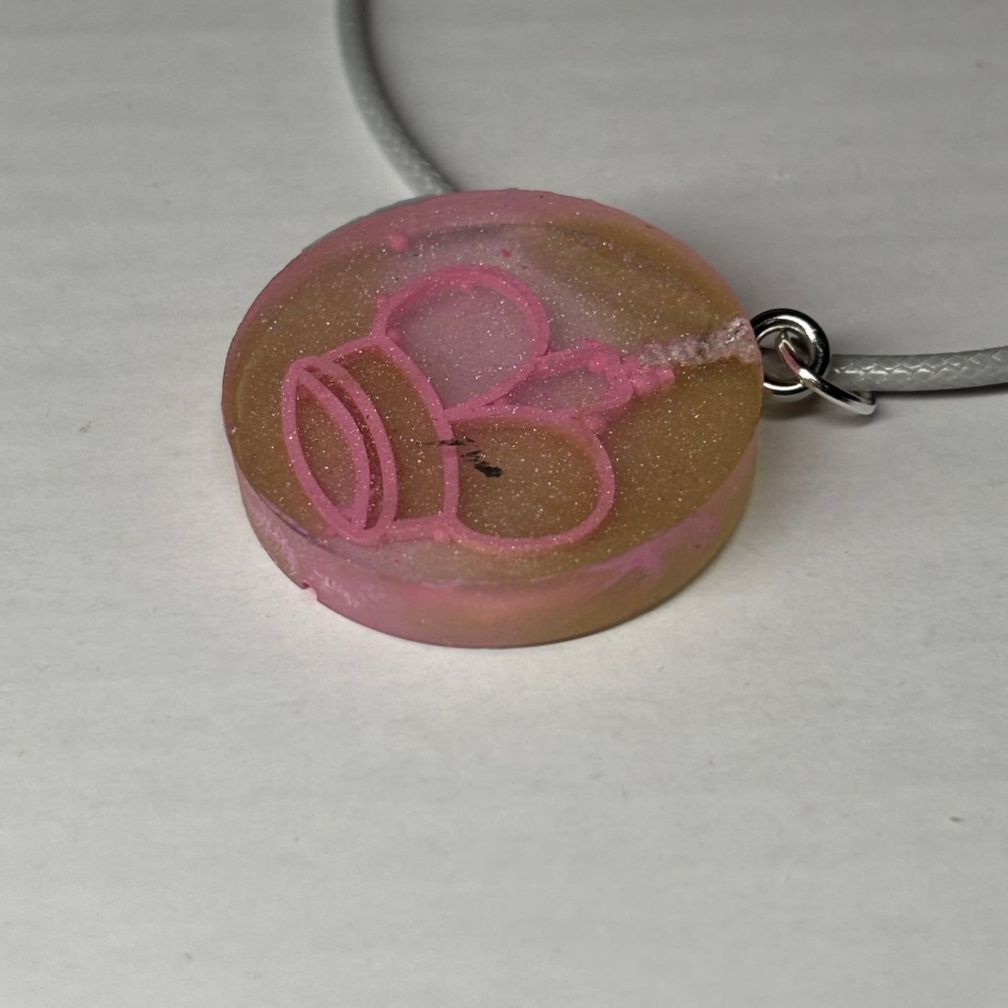 Cream Pink King - Handmade Resin Chess Necklace