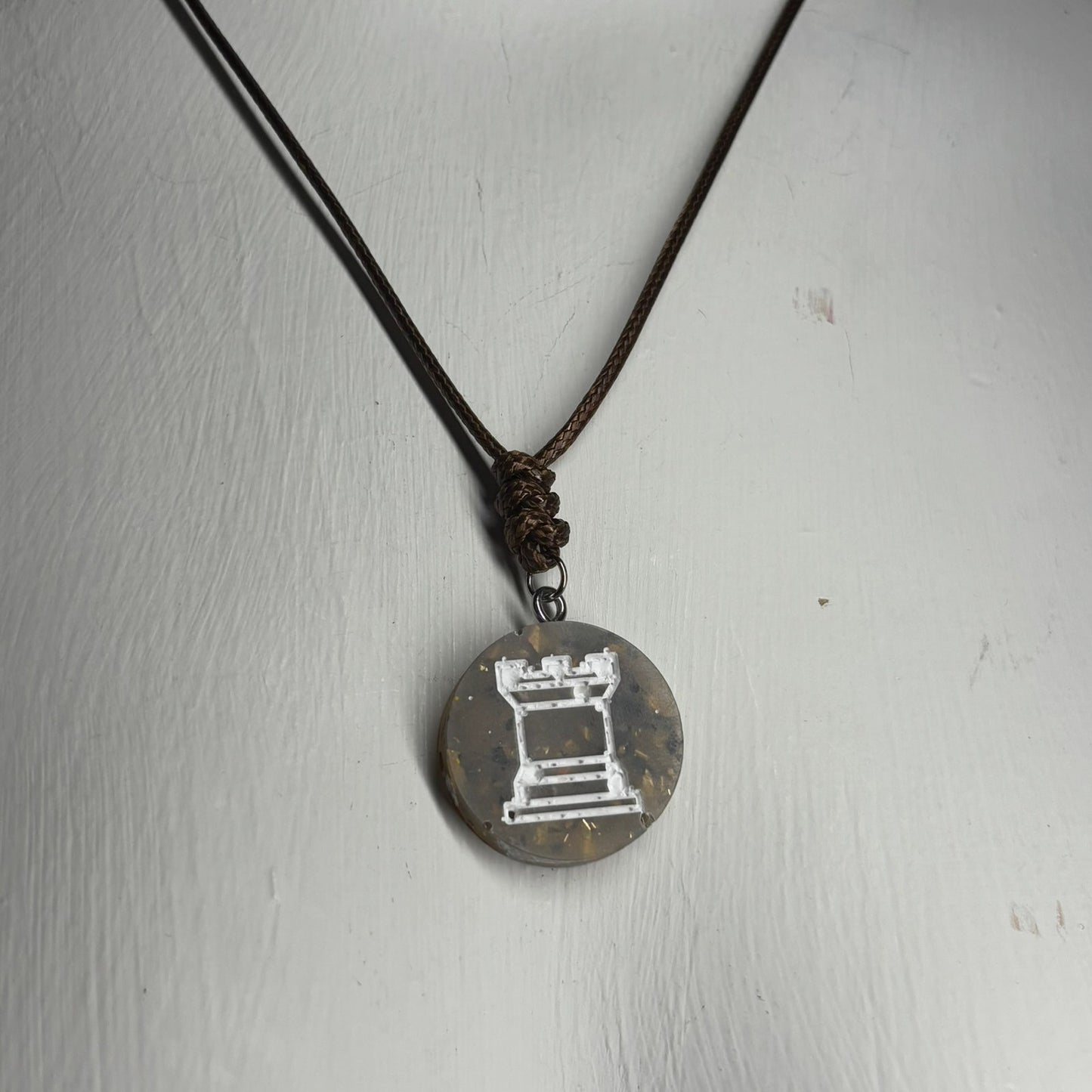Royal Brown Rook - Handmade Resin Chess Necklace