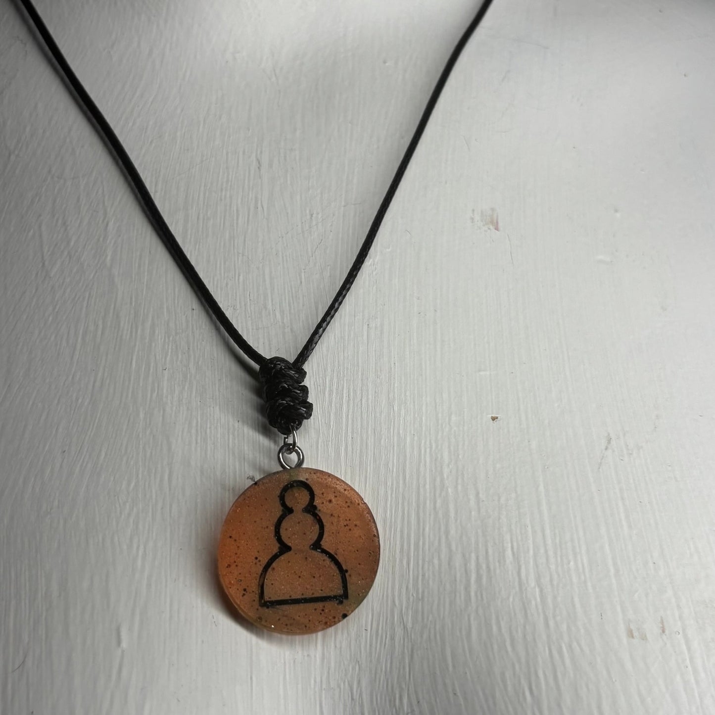 Dark Orange Pawn - Handmade Resin Chess Necklace
