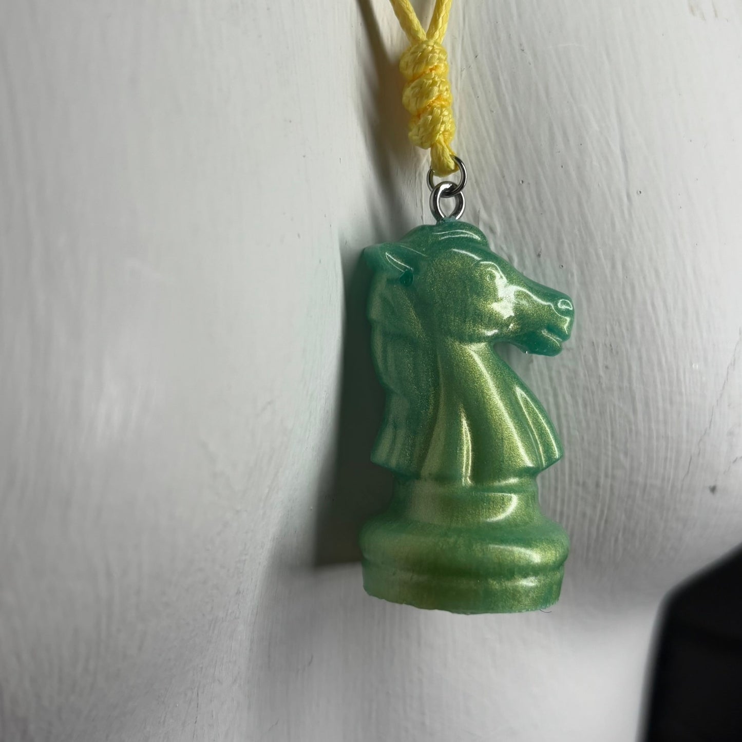 Green Solid Knight - Handmade Resin Chess Necklace