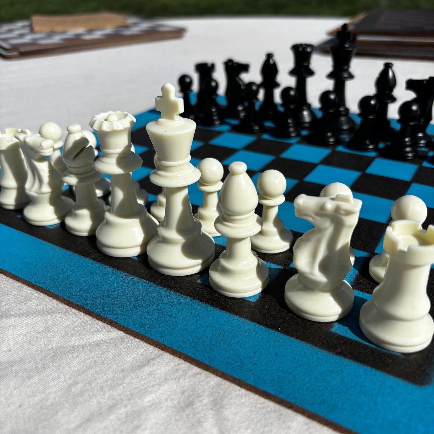 Blue & Black - Painted Chess Set