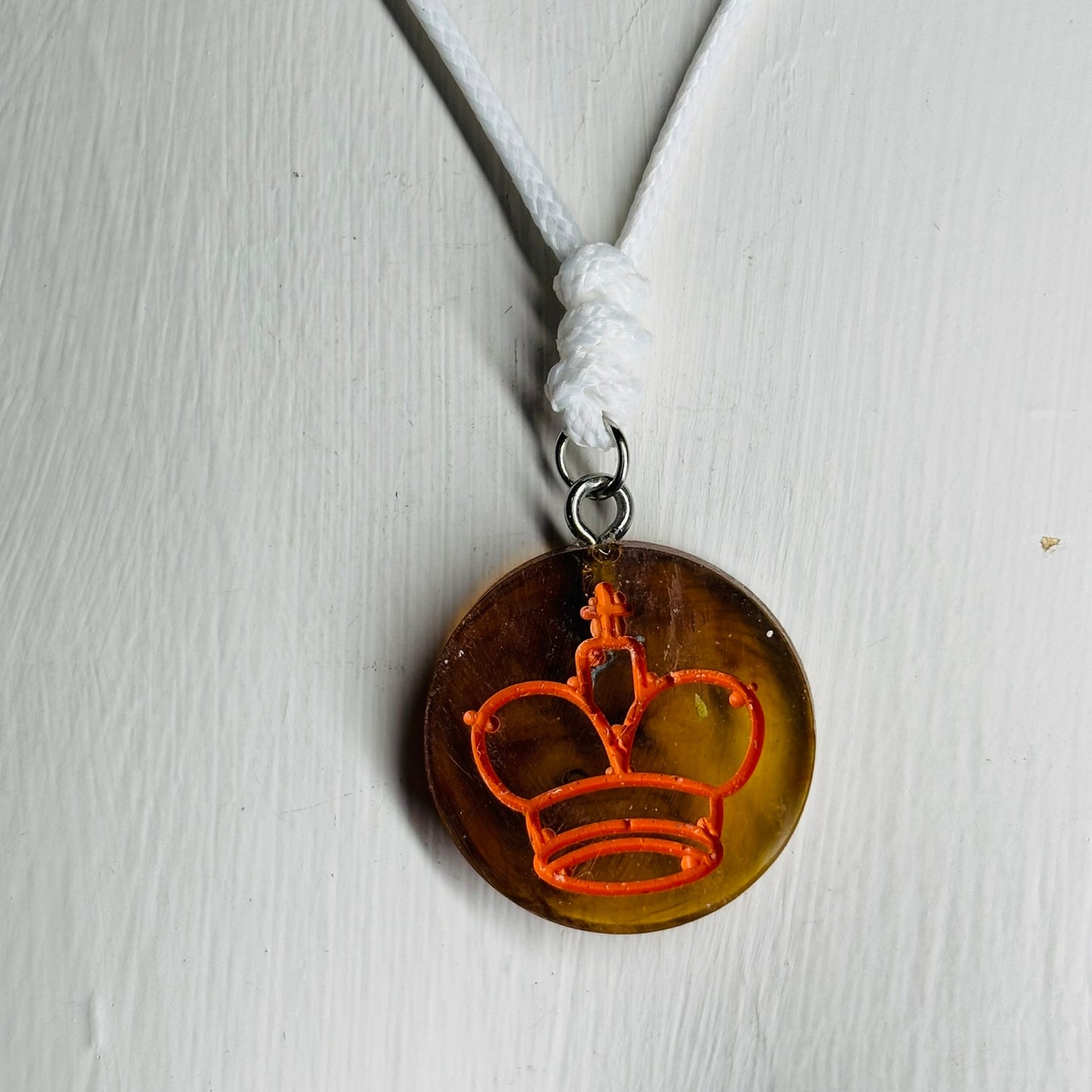Orange Fire King - Handmade Resin Chess Necklace