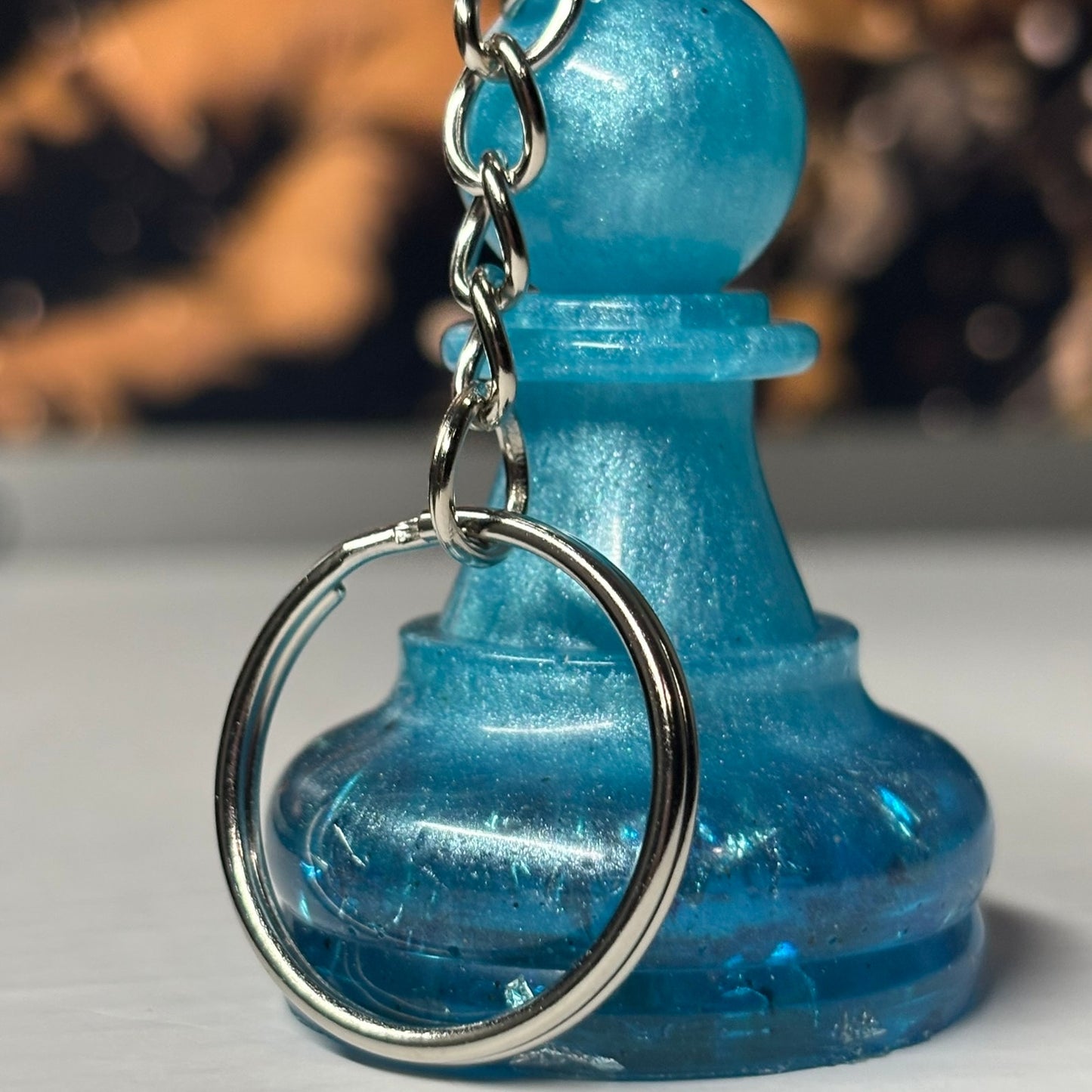 Frozen Blue Pawn - Handmade Resin Keychain - Large Edition