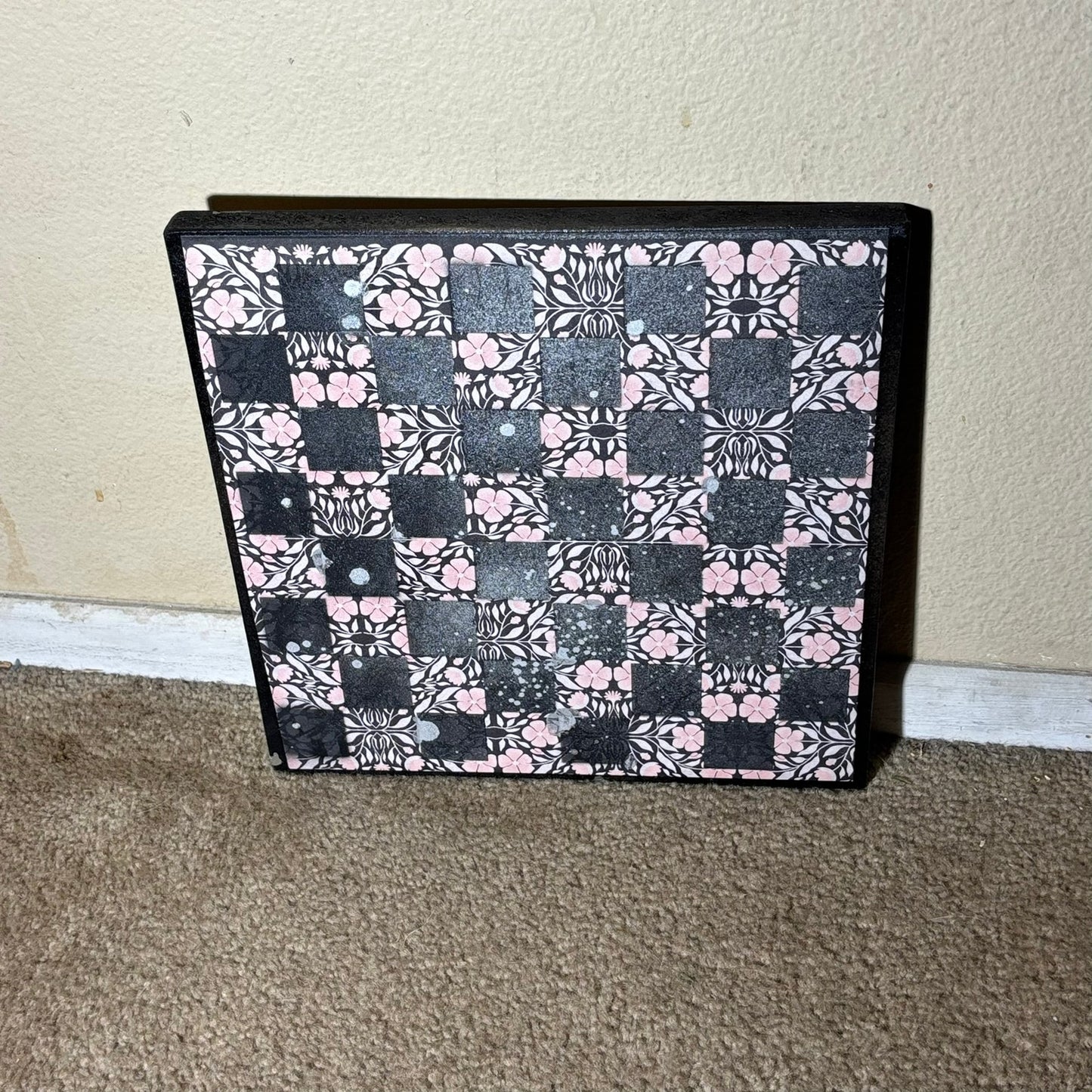 Vintage Peach Pink Flowers - Scrapbook Chess Board
