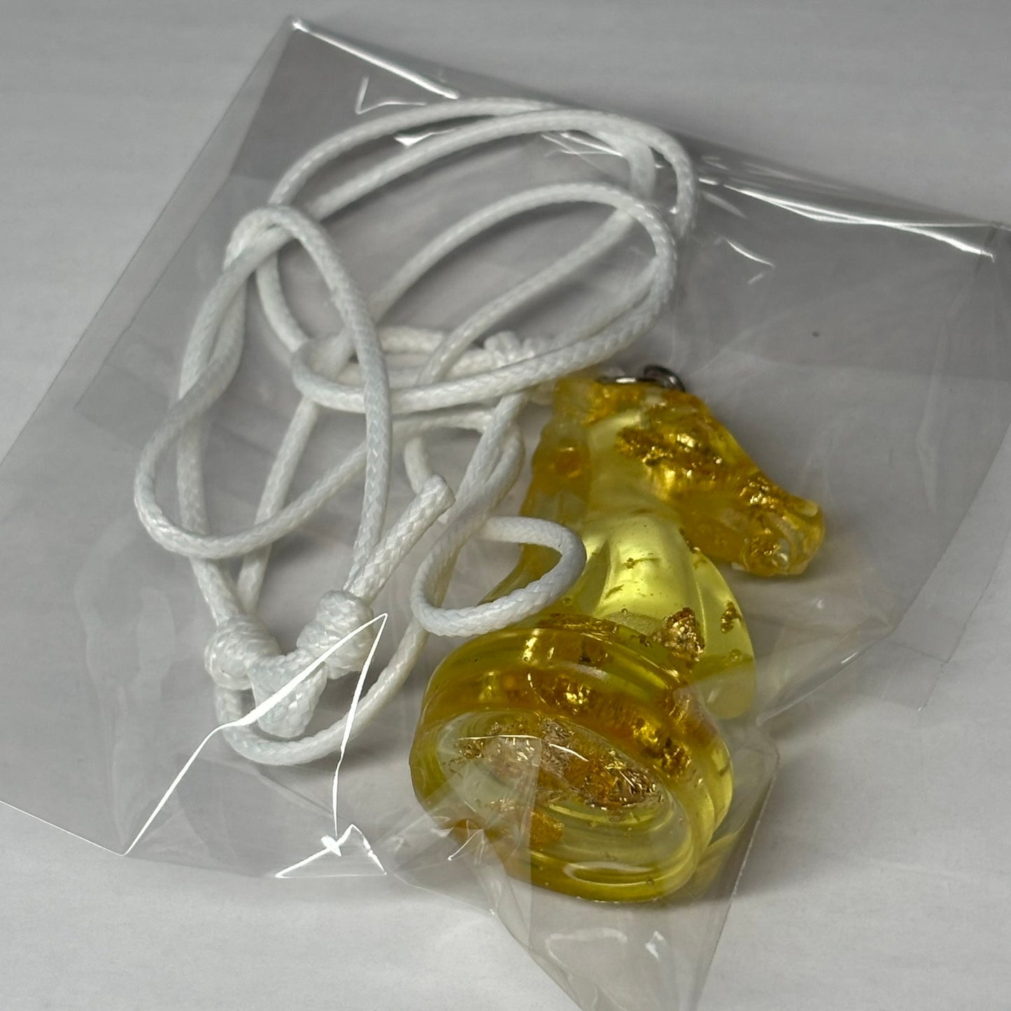 Yellow Crystal Knight - Handmade Resin Chess Necklace