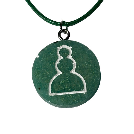 Green Pawn - Handmade Resin Chess Necklace