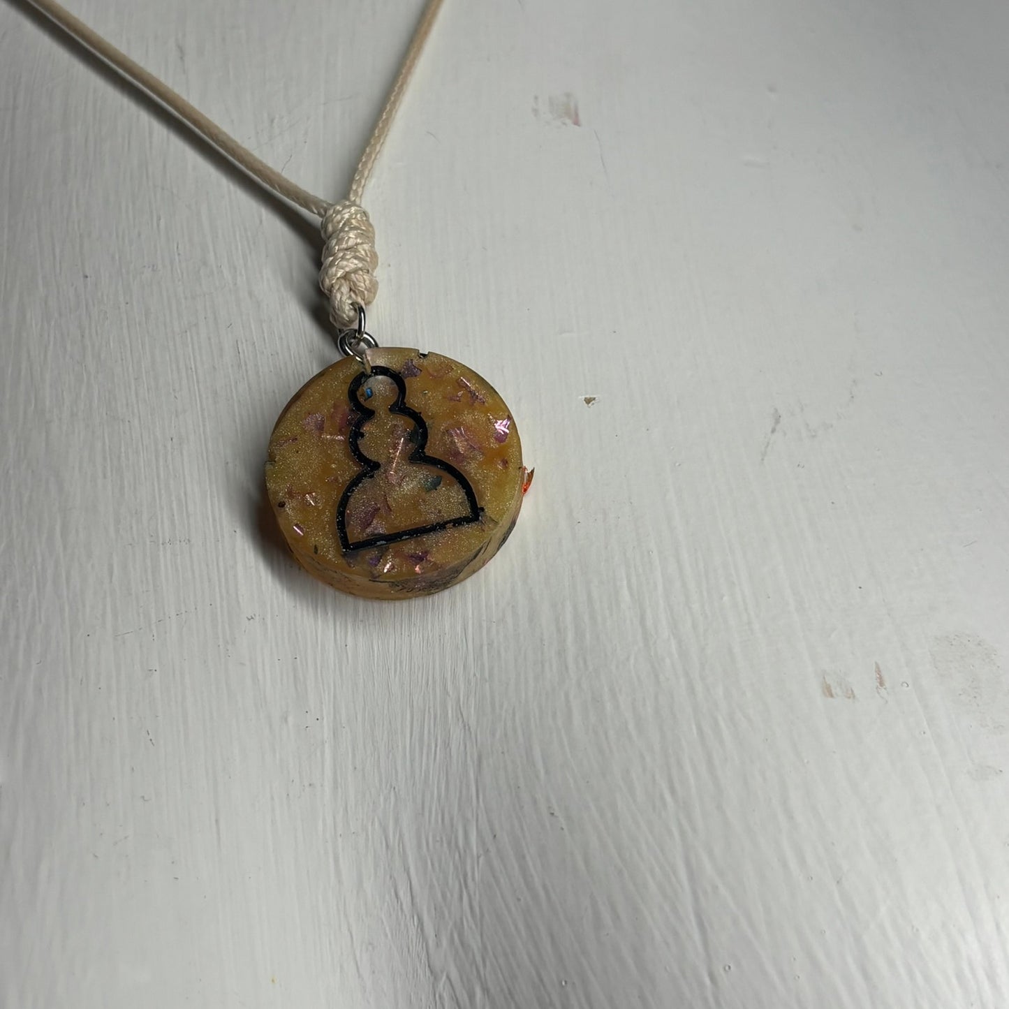 Royal Yellow Pawn - Handmade Resin Chess Necklace