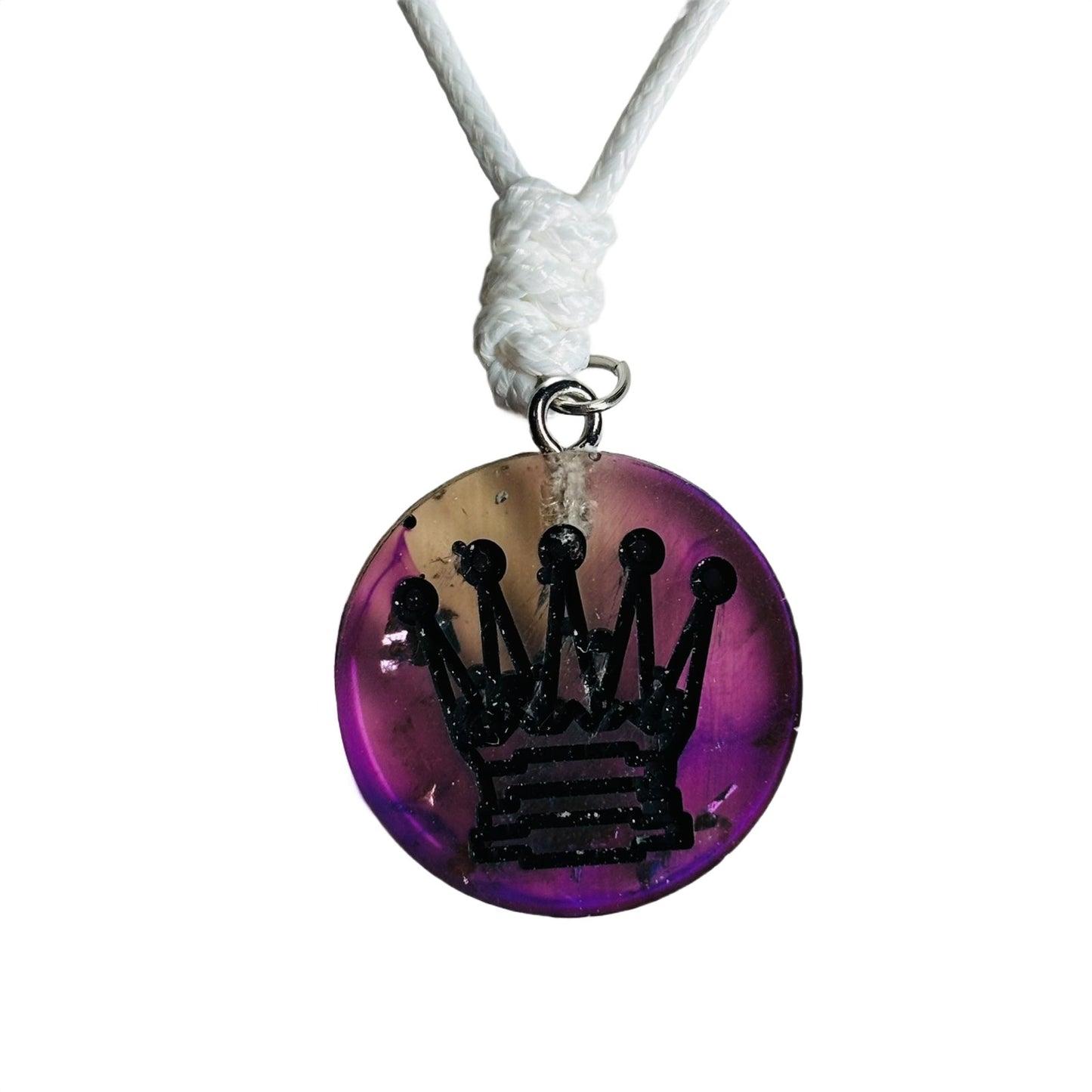 Purple Swirl Queen - Handmade Resin Chess Necklace