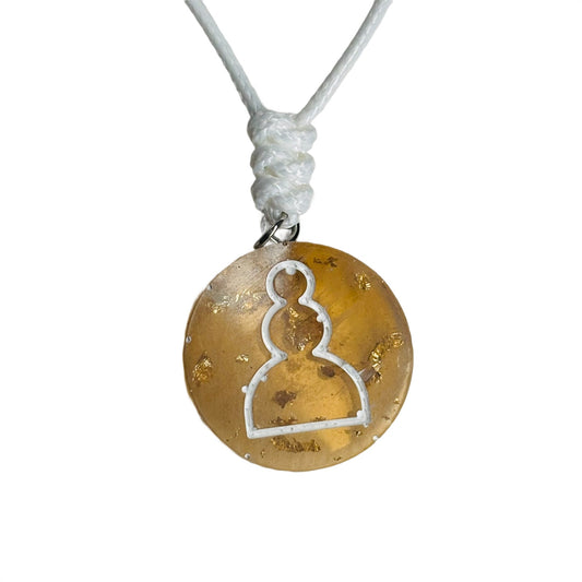 Light Amber Pawn - Handmade Resin Chess Necklace