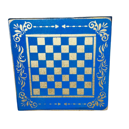 Golden Blue - Painted Chess Board