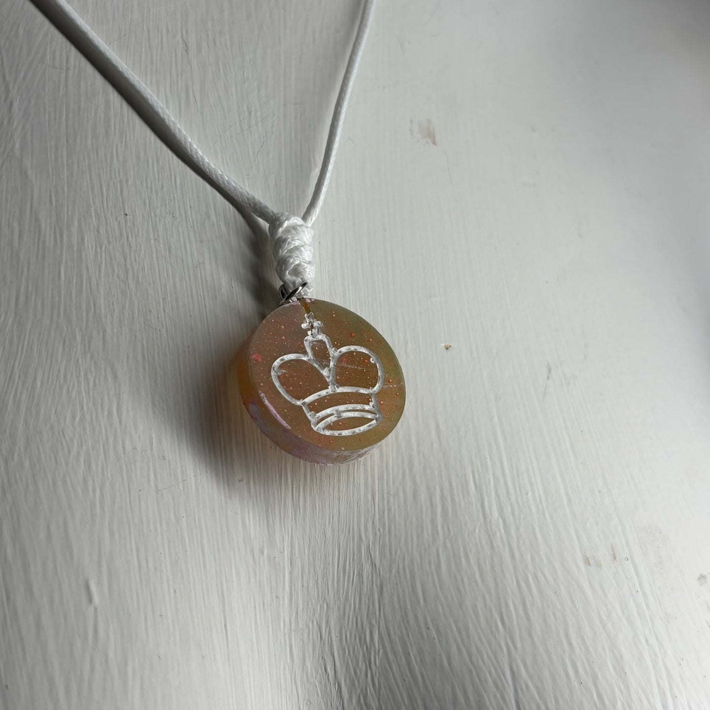 Yellow Sunset King - Handmade Resin Chess Necklace