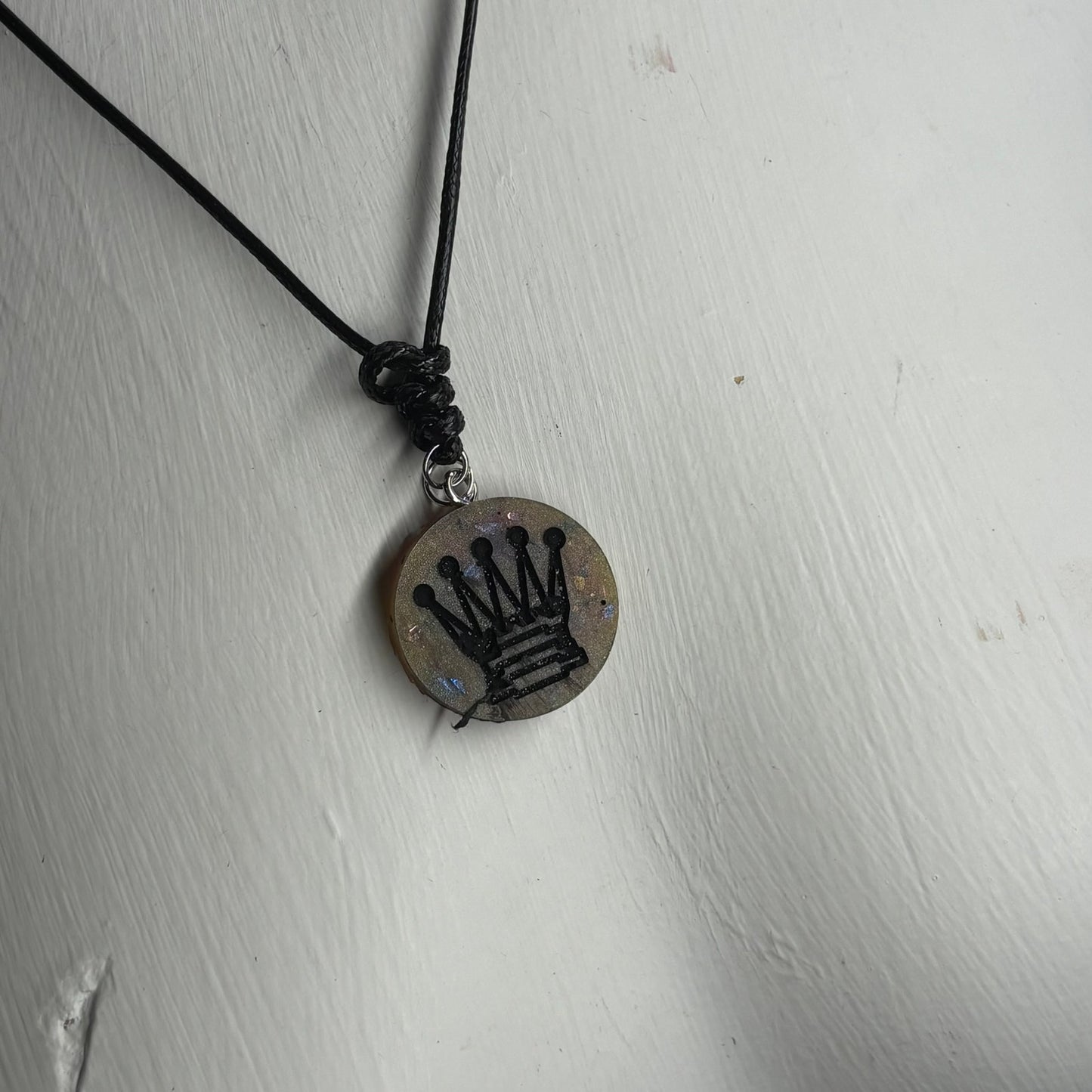 Crystal Yellow/Pink Queen - Handmade Resin Chess Necklace