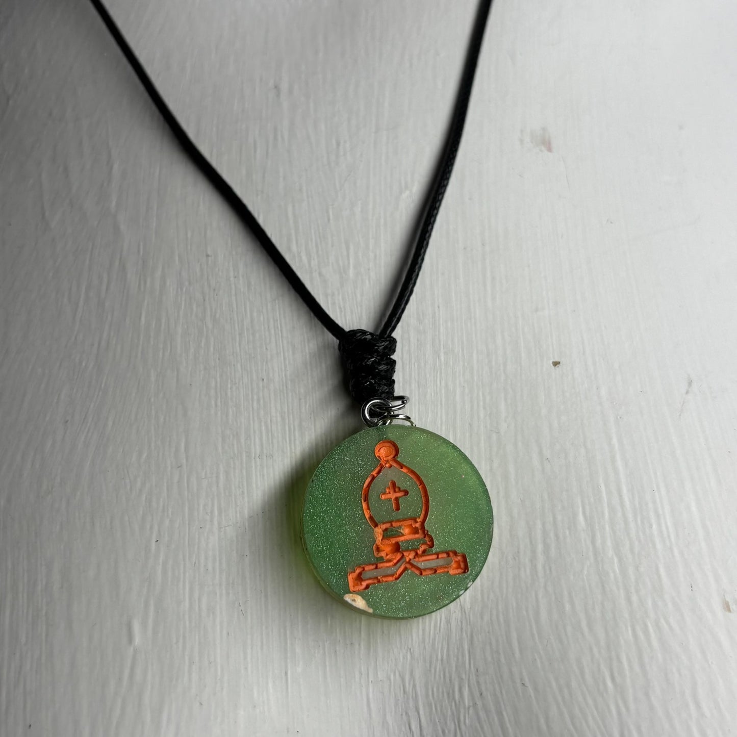 Green Bishop - Handmade Resin Chess Necklace