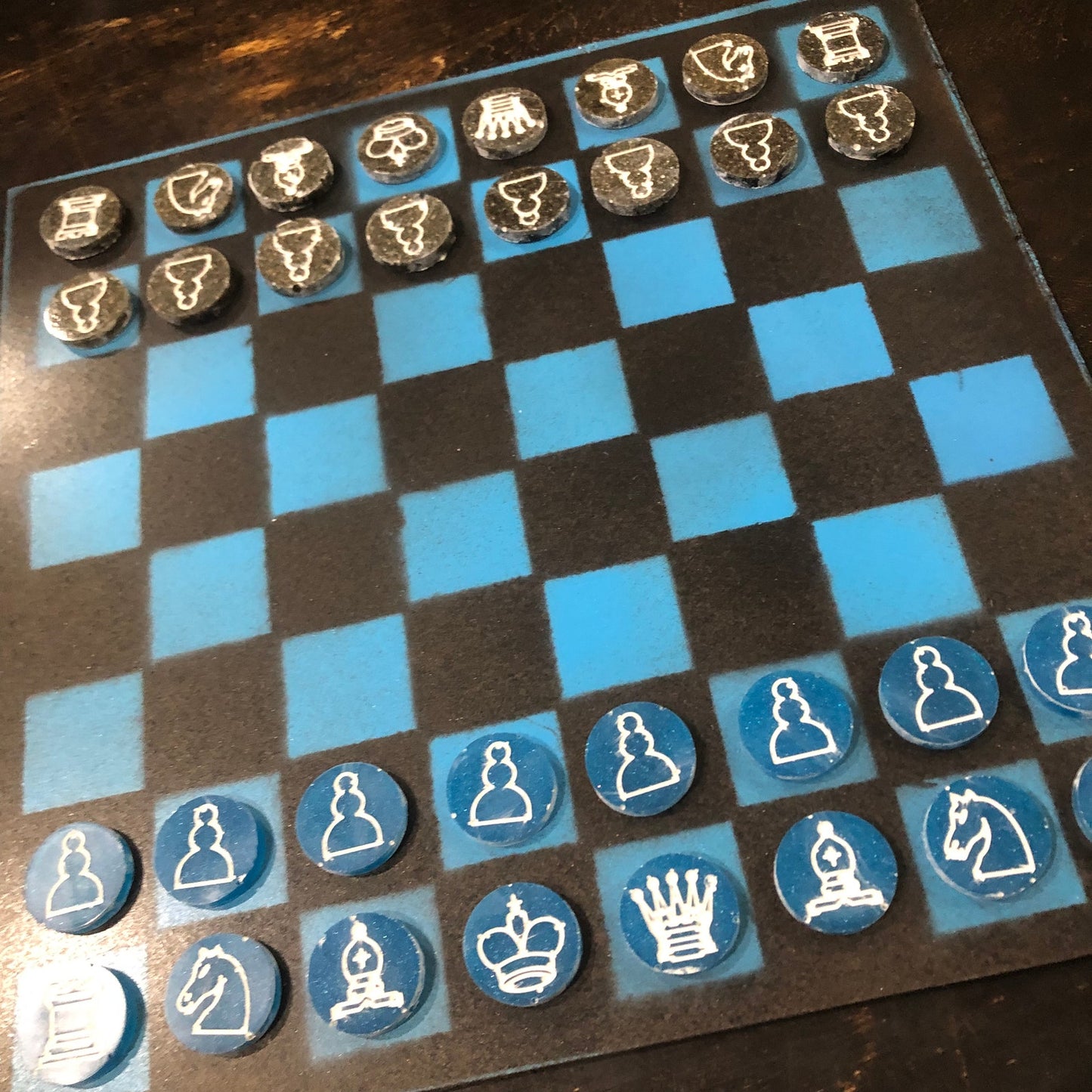 Black & Blue - Painted Chess Set