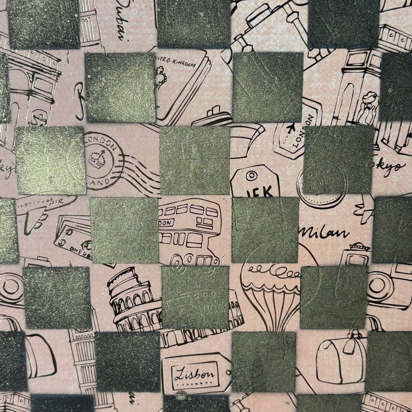 Gold Outline Peach- Scrapbook Chess Board