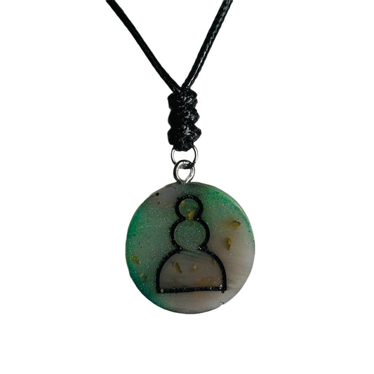 Mystic Green Pawn - Handmade Resin Chess Necklace