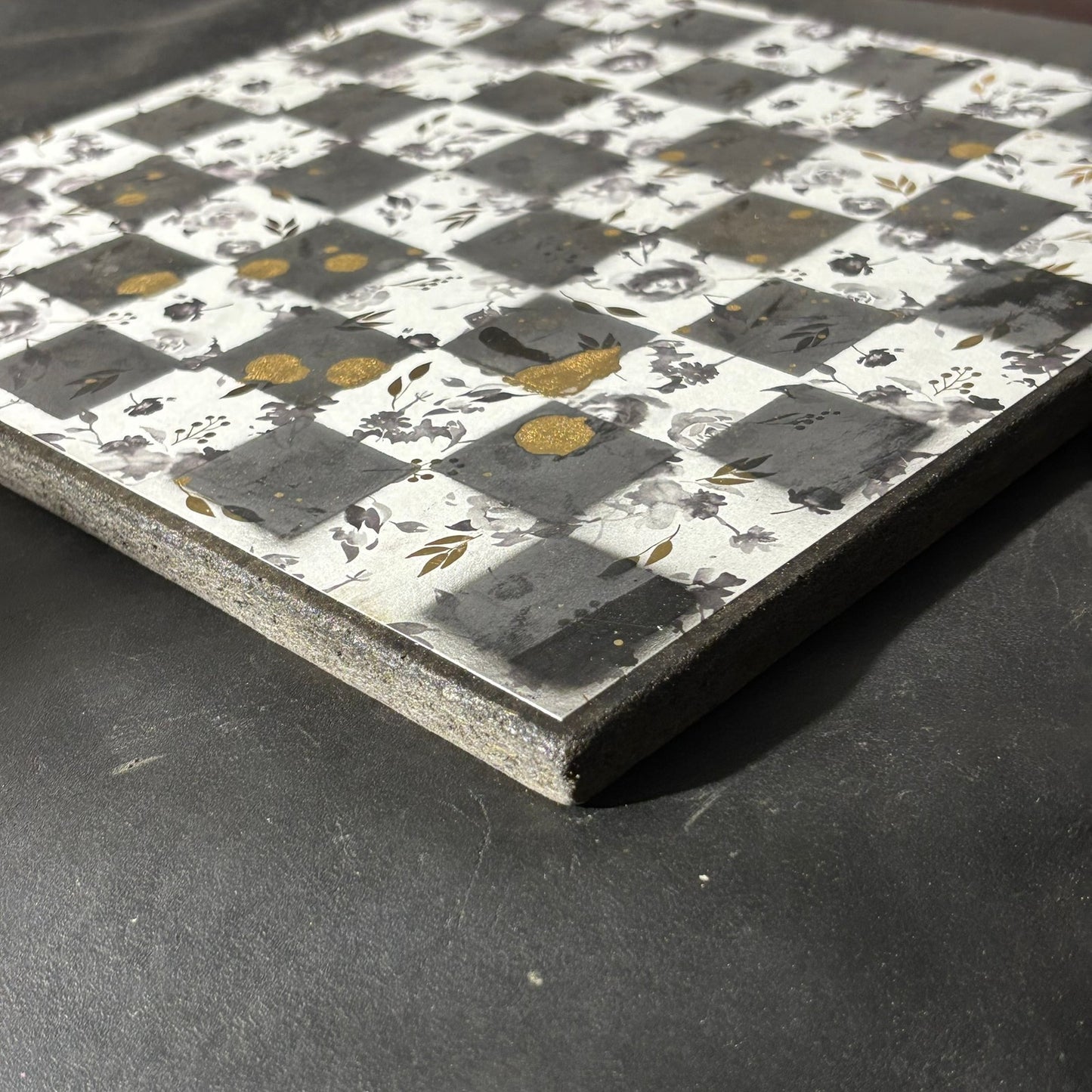 Black & White Golden Drip - Scrapbook Chess Board
