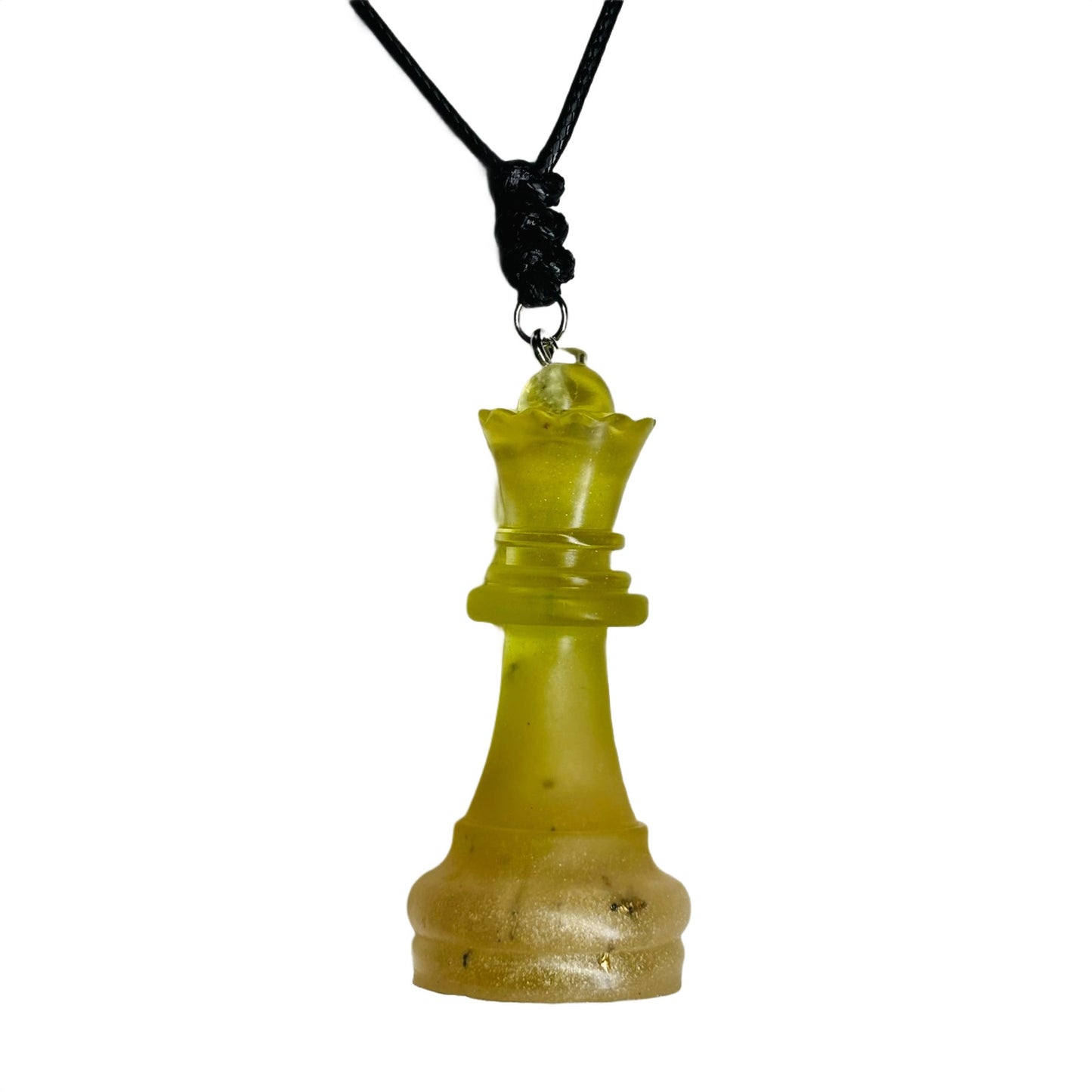 Transparent Yellow Queen - Handmade Resin Chess Necklace