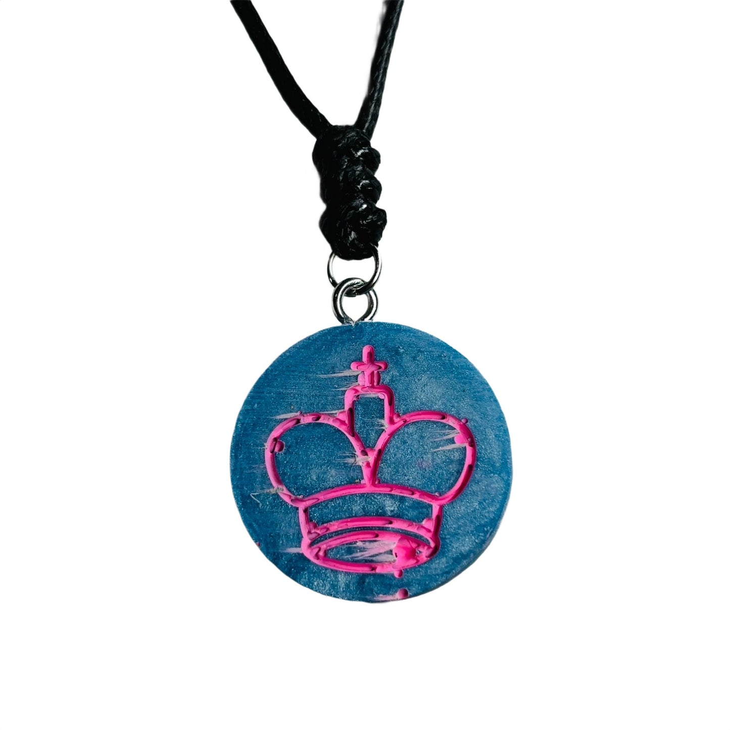 Blue & Pink King - Handmade Resin Chess Necklace