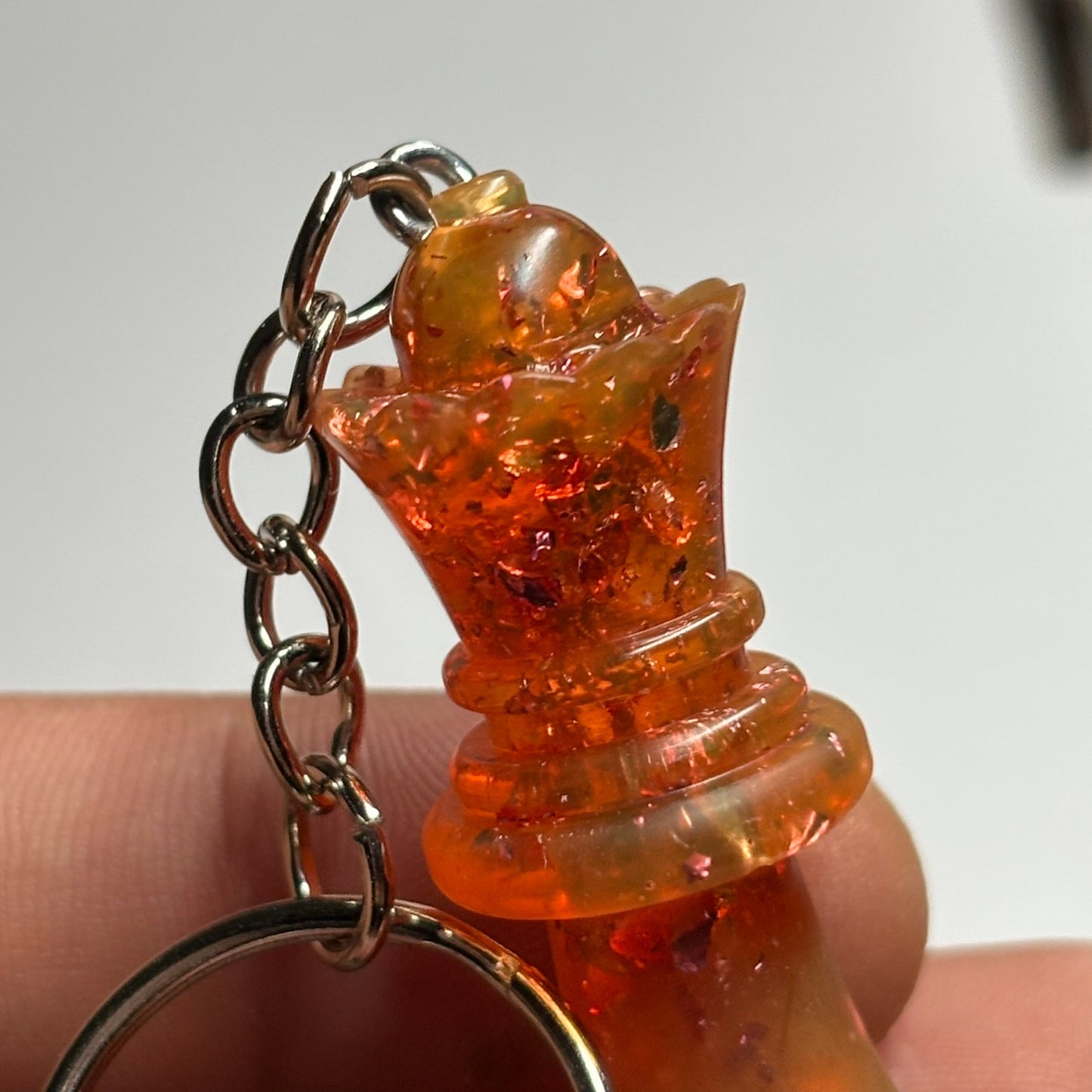 Orangish Red Crystal Queen - Handmade Resin Keychain