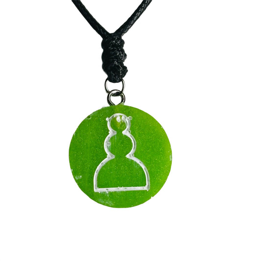 Green Apple Pawn - Handmade Resin Chess Necklace